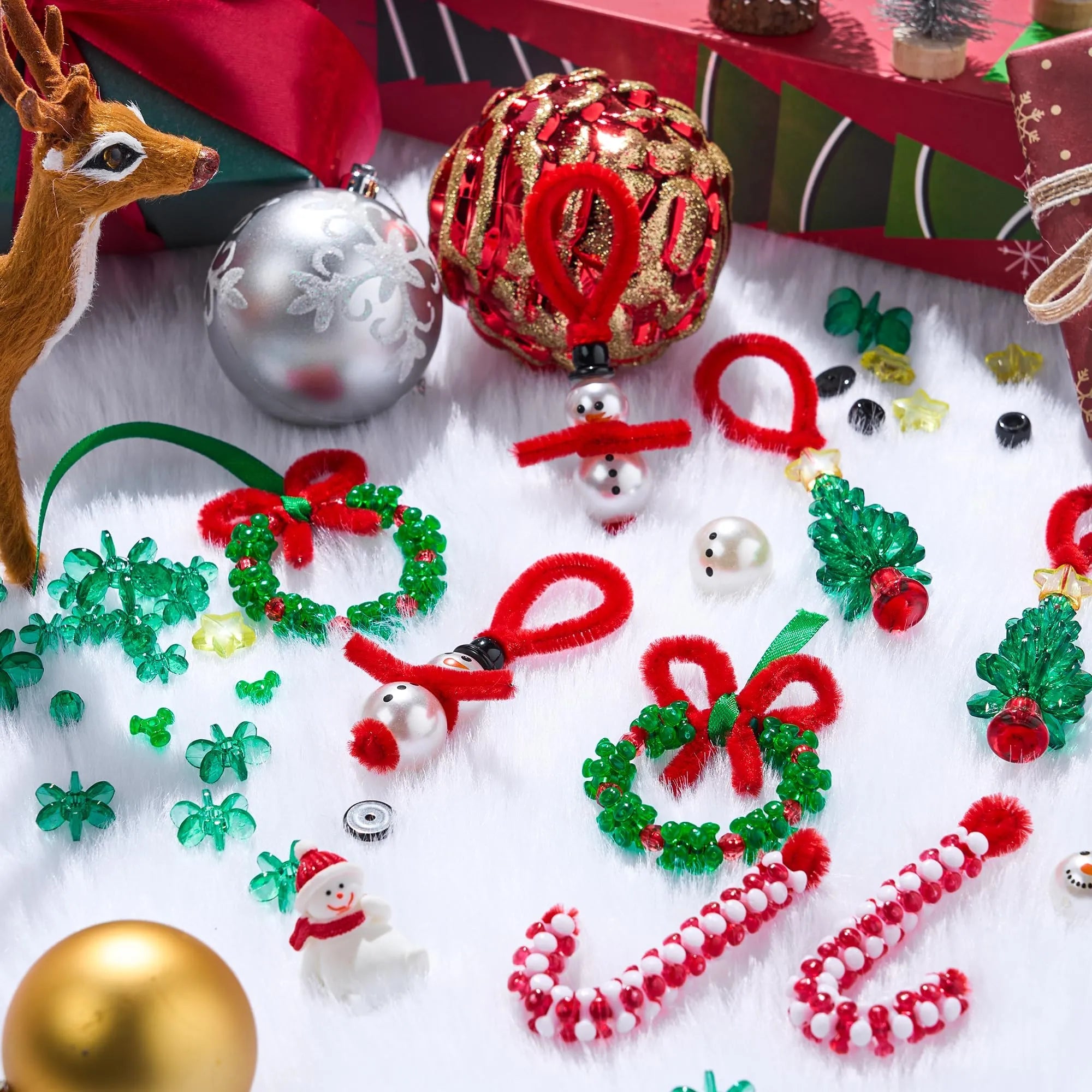 Christmas Beaded Ornament Craft Kit - Make Up to 40 Hanging Ornaments