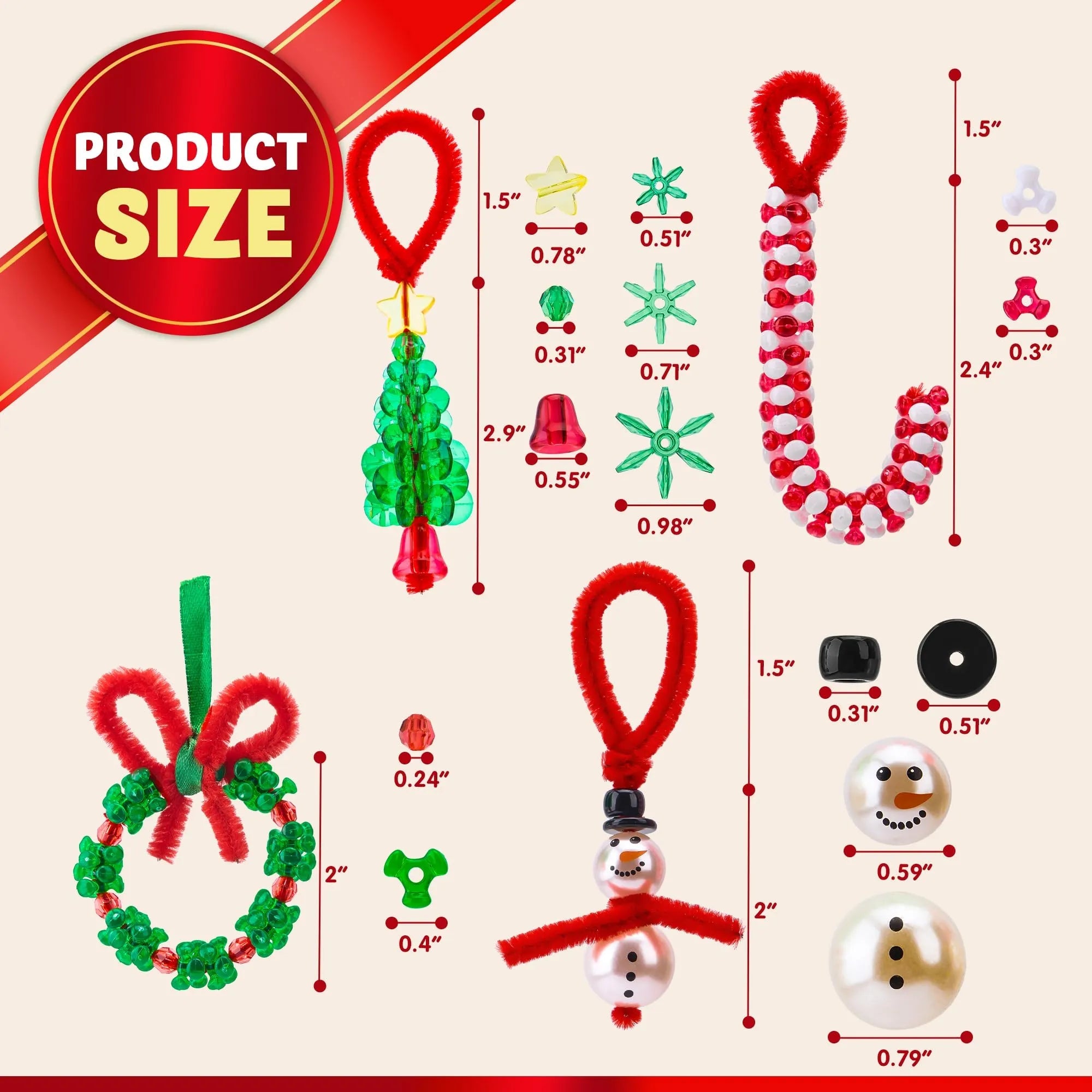 Christmas Beaded Ornament Craft Kit - Make Up to 40 Hanging Ornaments