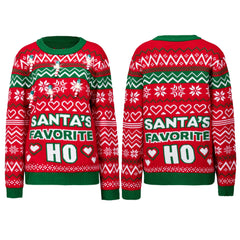 Funny Santa Long Sleeve Ugly Christmas Sweater with Candy Cane Lights