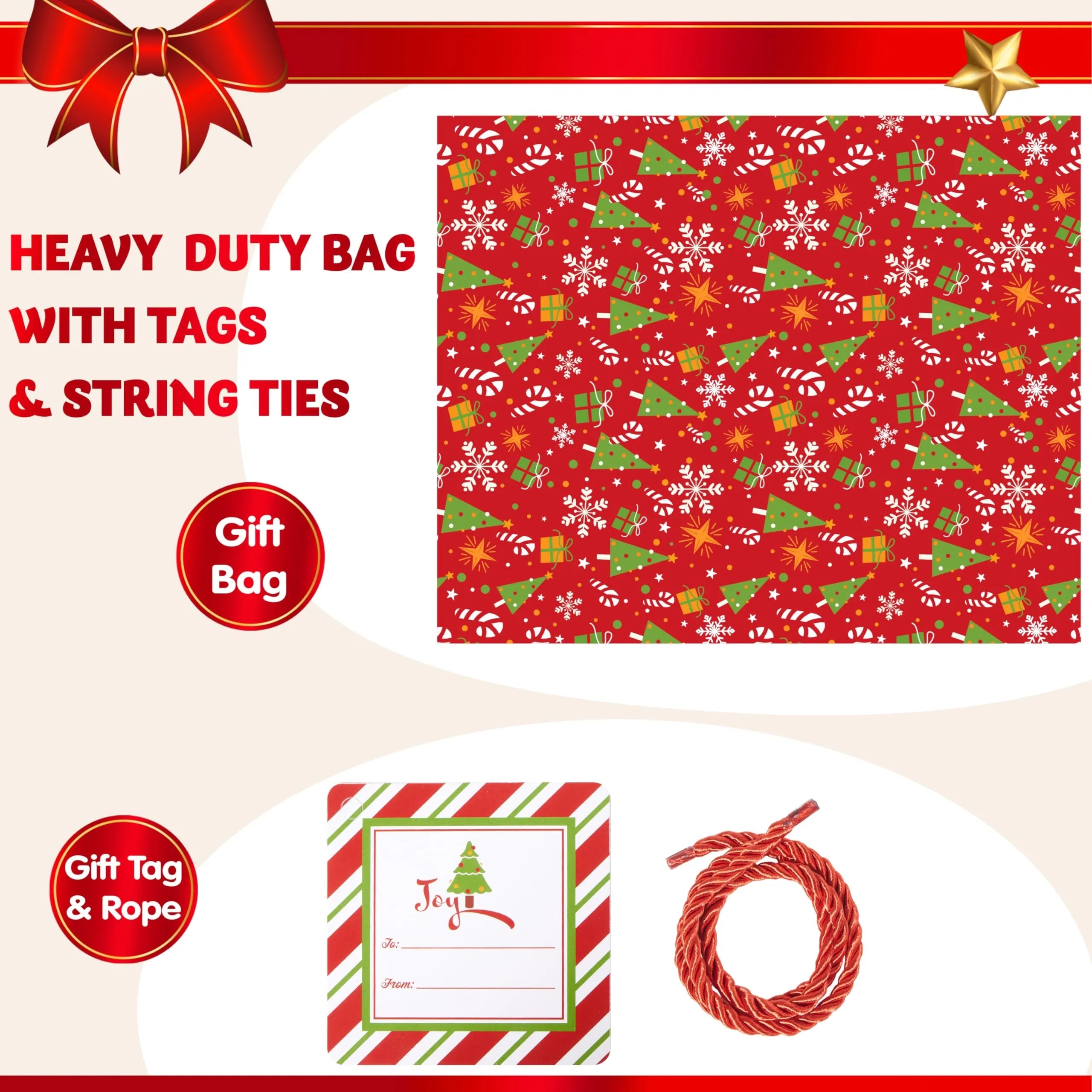Oversized Christmas Gift Bag 56"x36" - Large Plastic Wrapping Bag