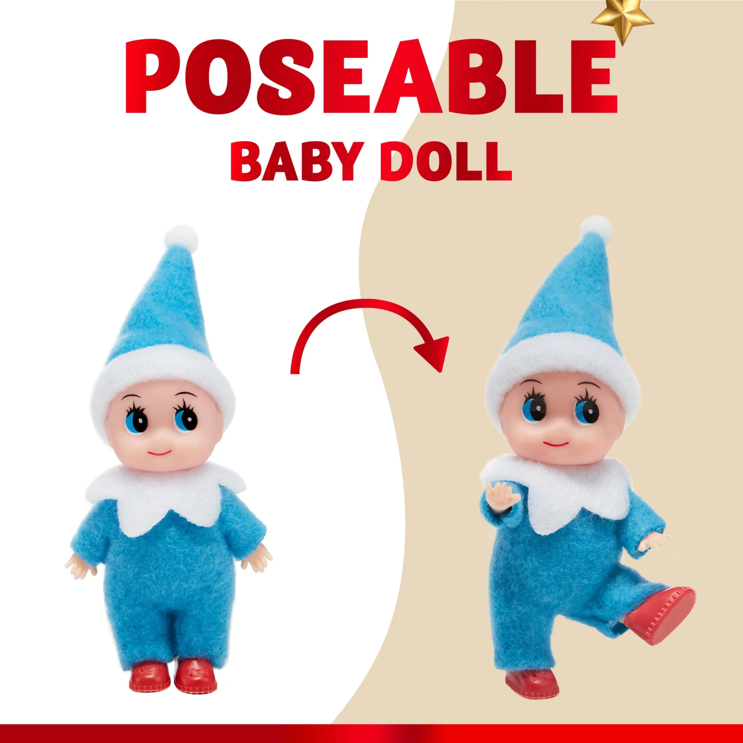 Blue Tiny Elf Soft Plush Doll for Christmas Decor