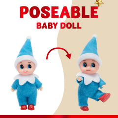 Blue Tiny Elf Soft Plush Doll for Christmas Decor
