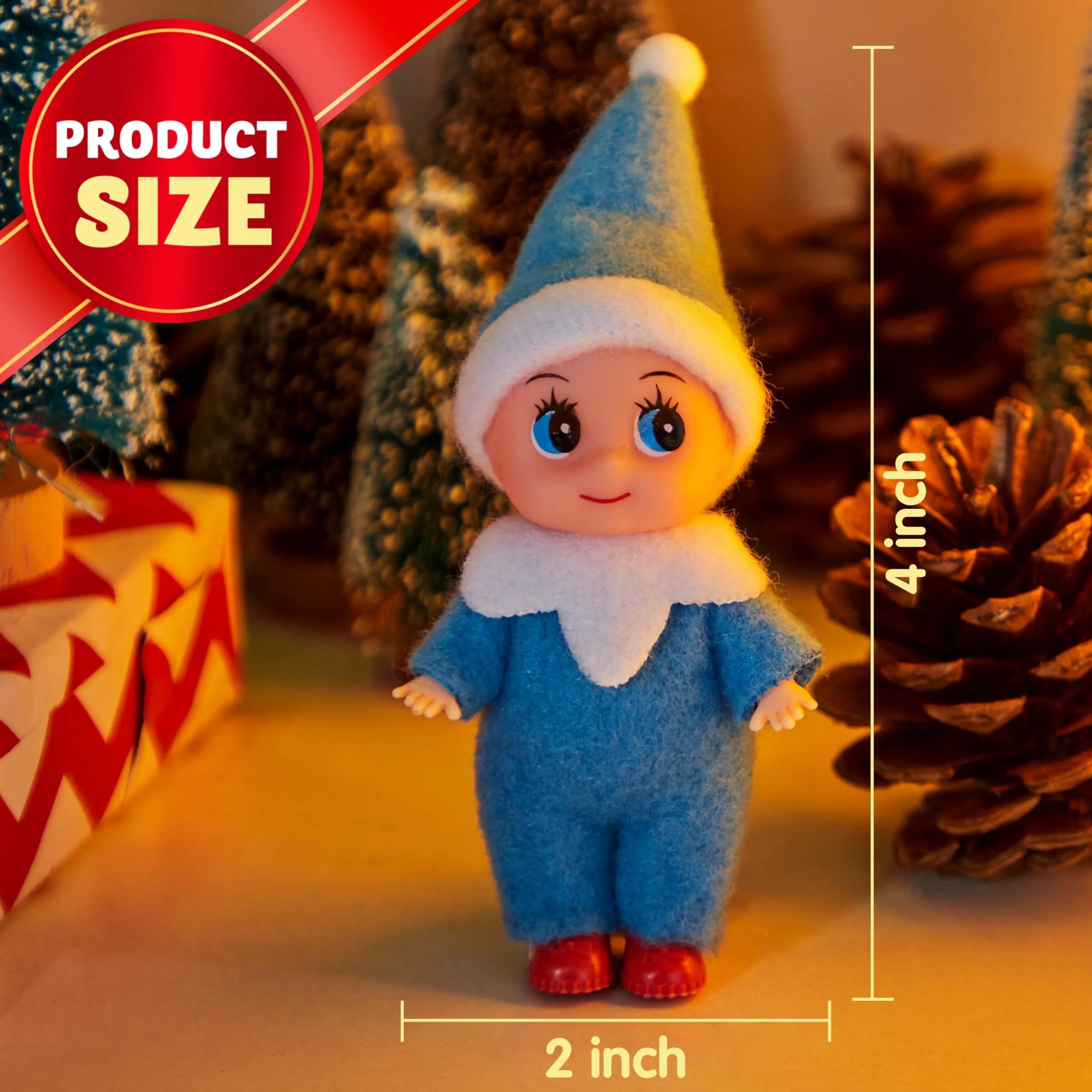 Blue Tiny Elf Soft Plush Doll for Christmas Decor