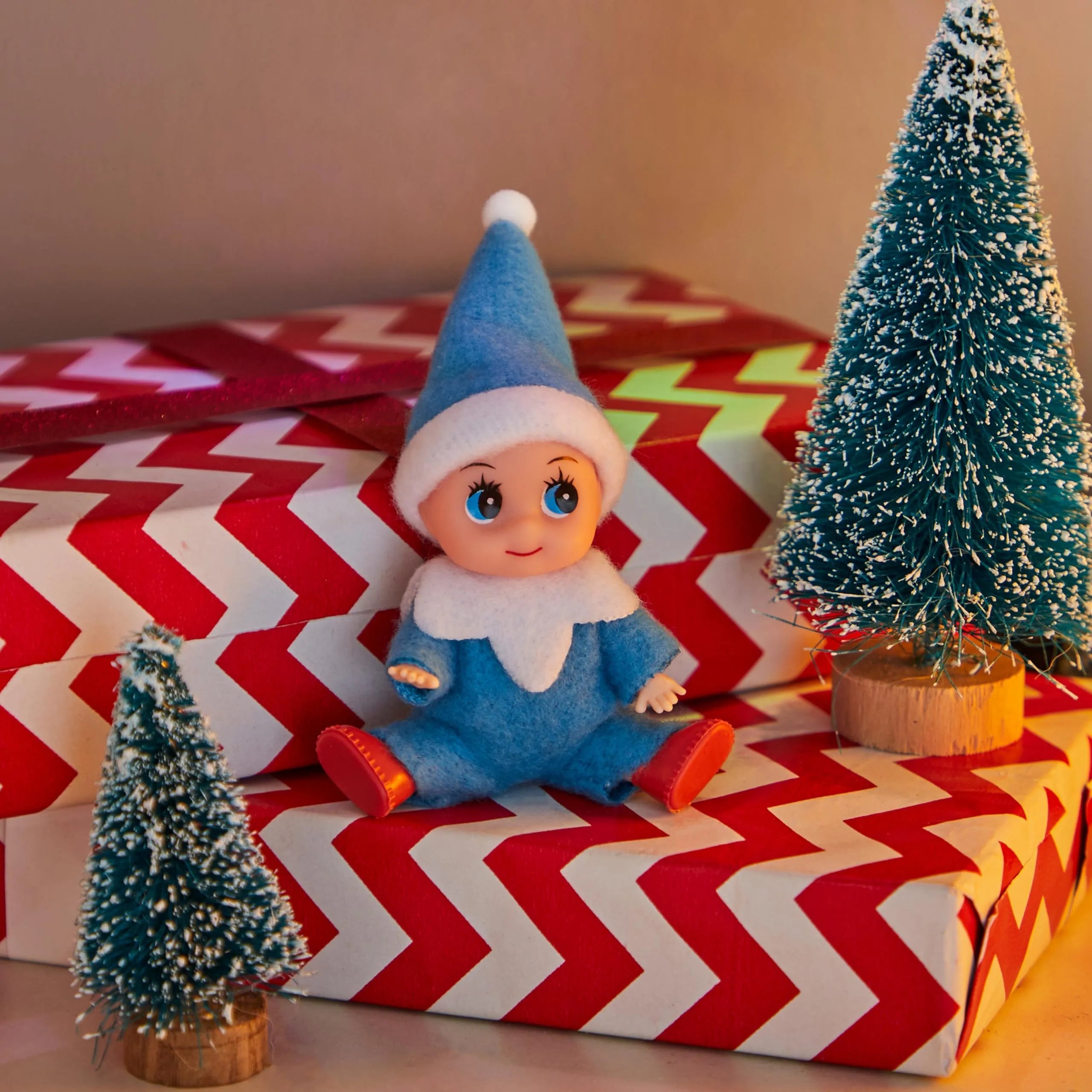 Blue Tiny Elf Soft Plush Doll for Christmas Decor