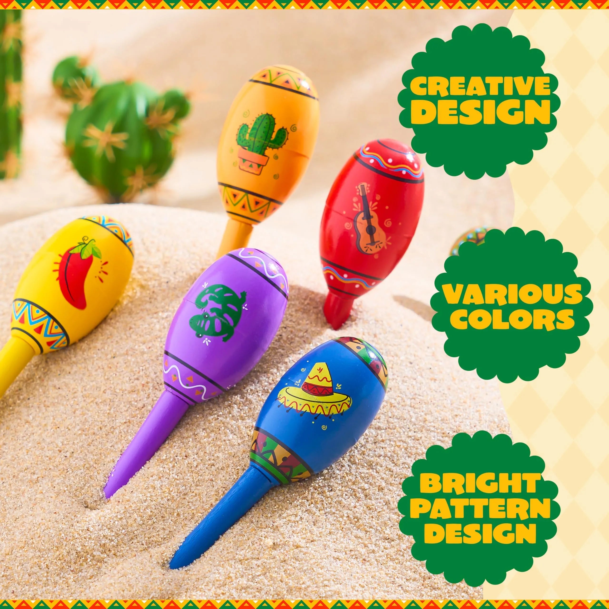 6-Pack Mini Wooden Maracas for Kids - Cinco De Mayo