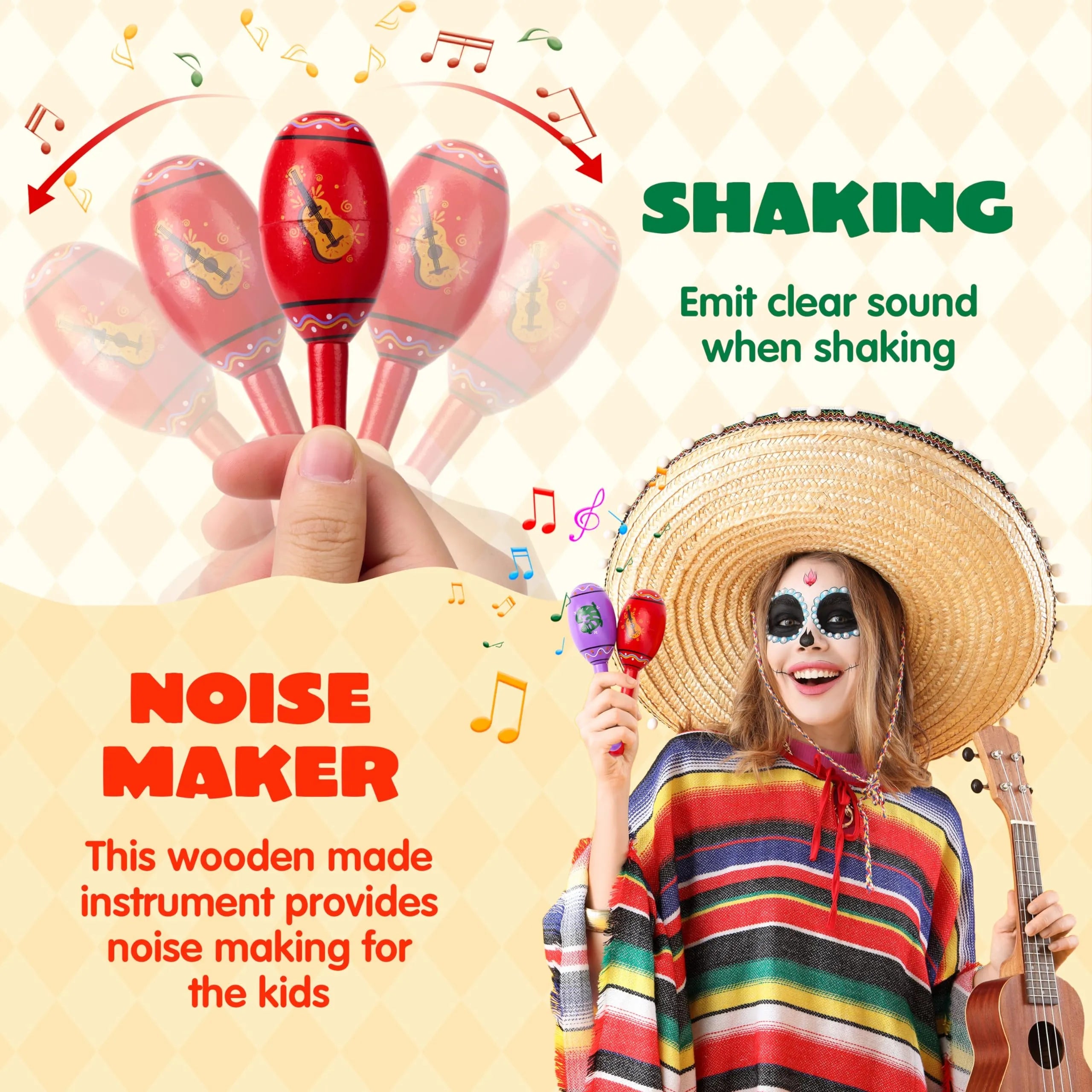 6-Pack Mini Wooden Maracas for Kids - Cinco De Mayo