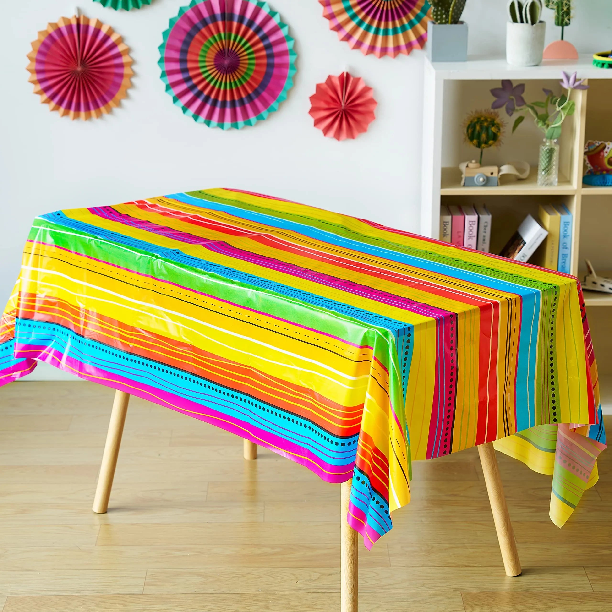 Cinco De Mayo Multicolor Plastic Tablecover, 6-Pack