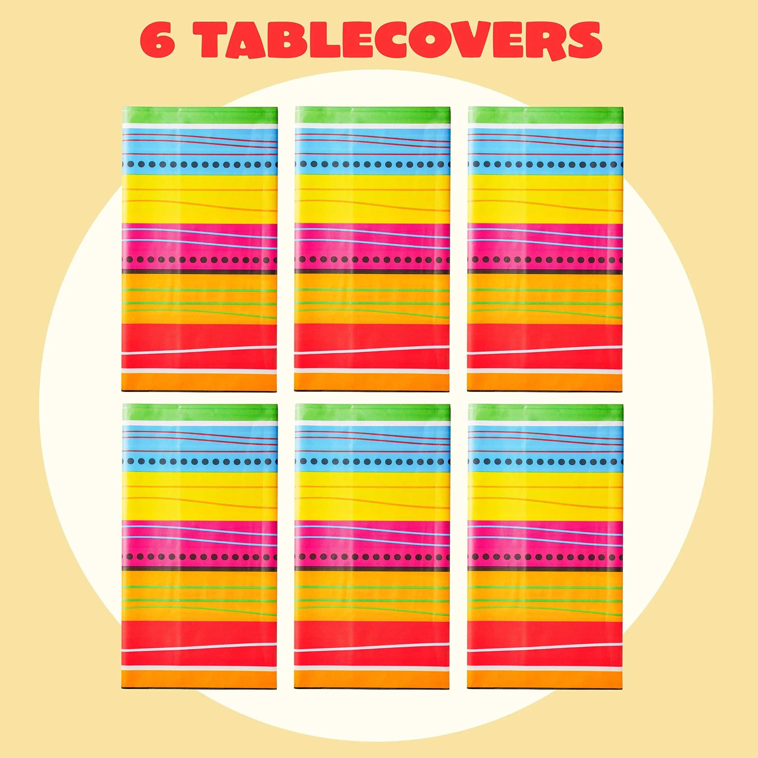 Cinco De Mayo Multicolor Plastic Tablecover, 6-Pack