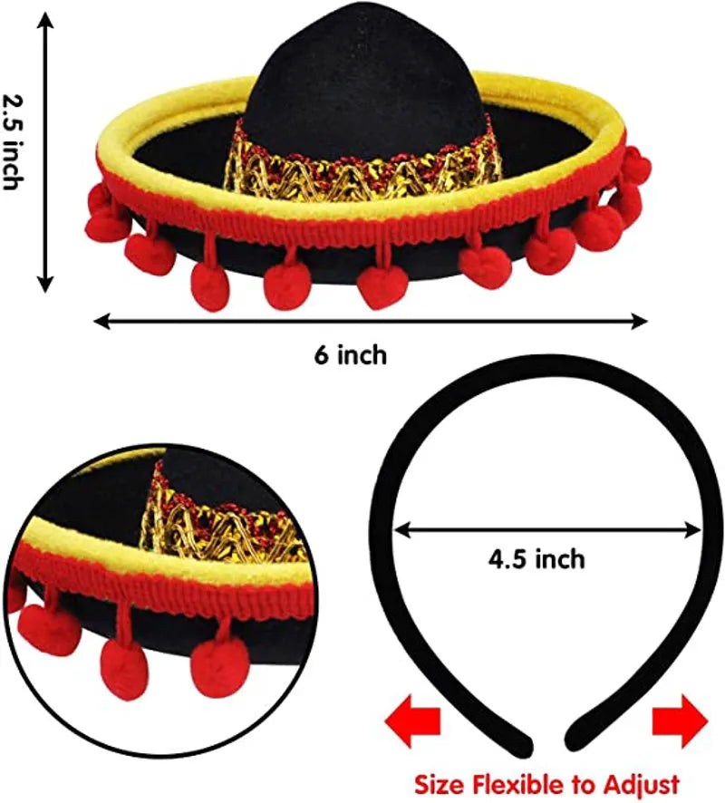 Cinco De Mayo Sombrero Headband, 6 Pack