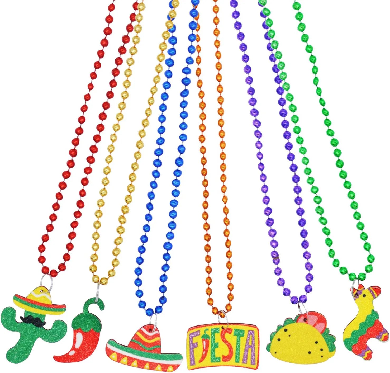 Cinco de Mayo Fiesta Bead Necklaces, 12 Pack