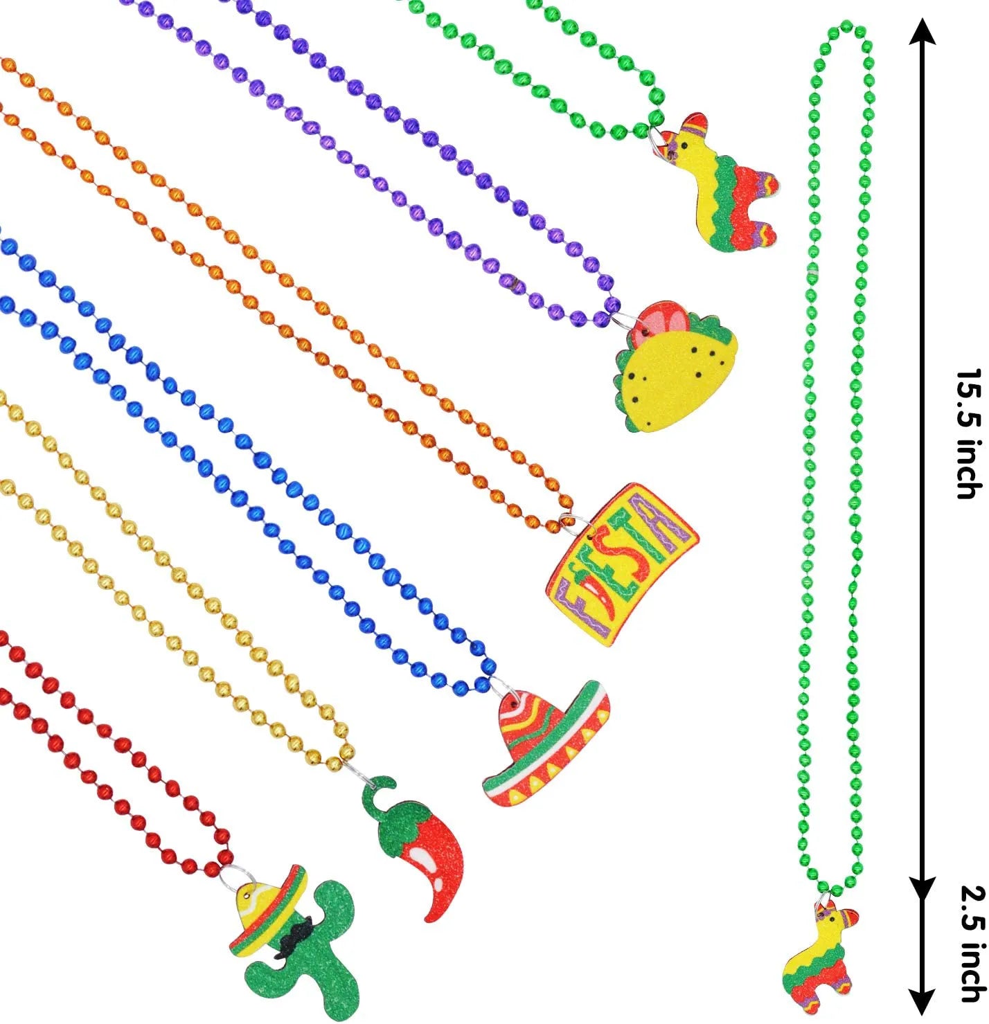 Cinco de Mayo Fiesta Bead Necklaces, 12 Pack