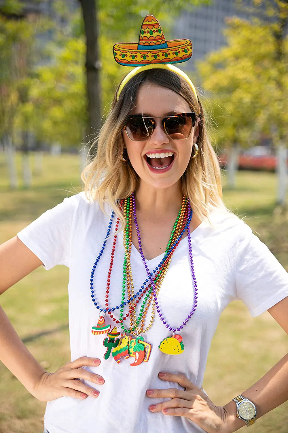 Cinco de Mayo Fiesta Bead Necklaces, 12 Pack
