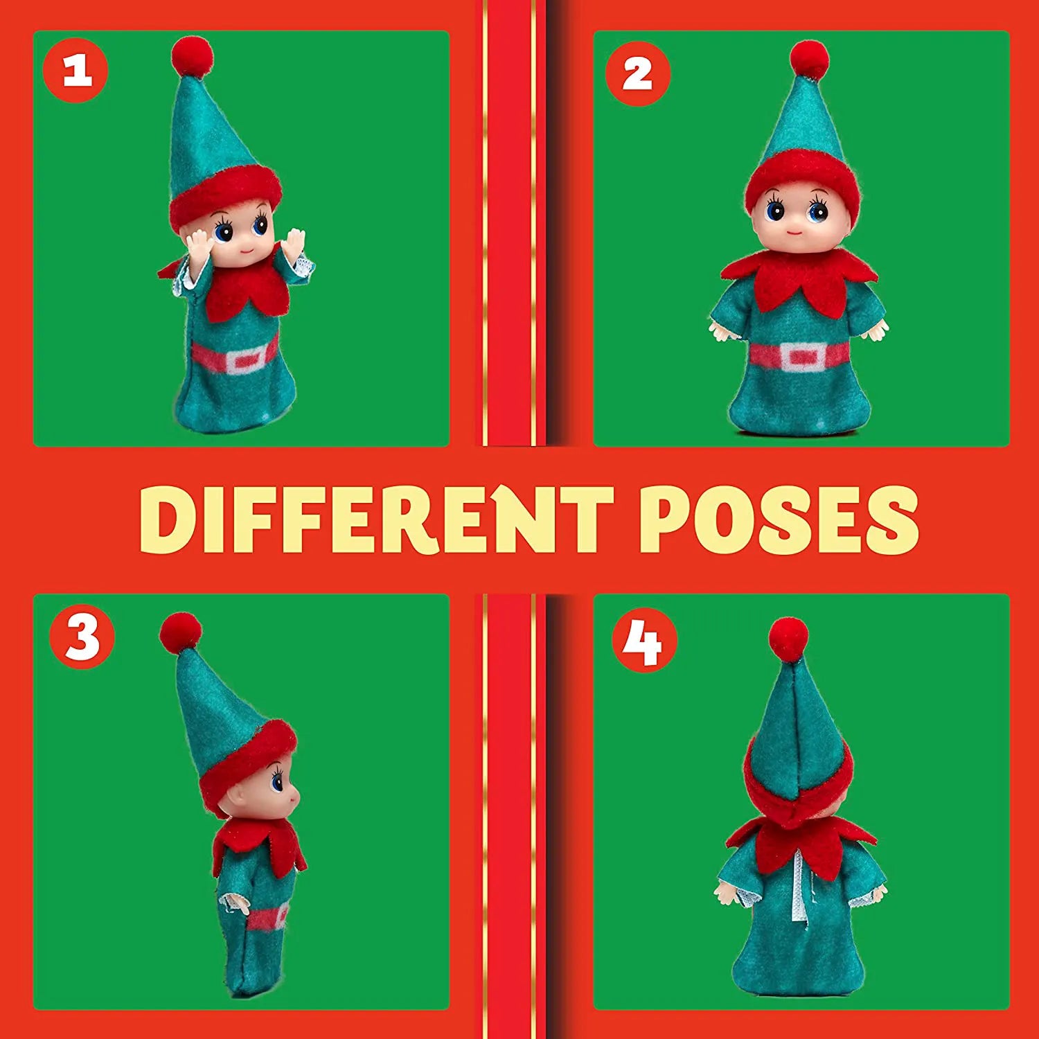 3-Pack Colorful Vinyl Face Plush Dolls for Christmas
