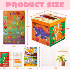 Dinosaur Valentine's Day Mailbox and Cards Set