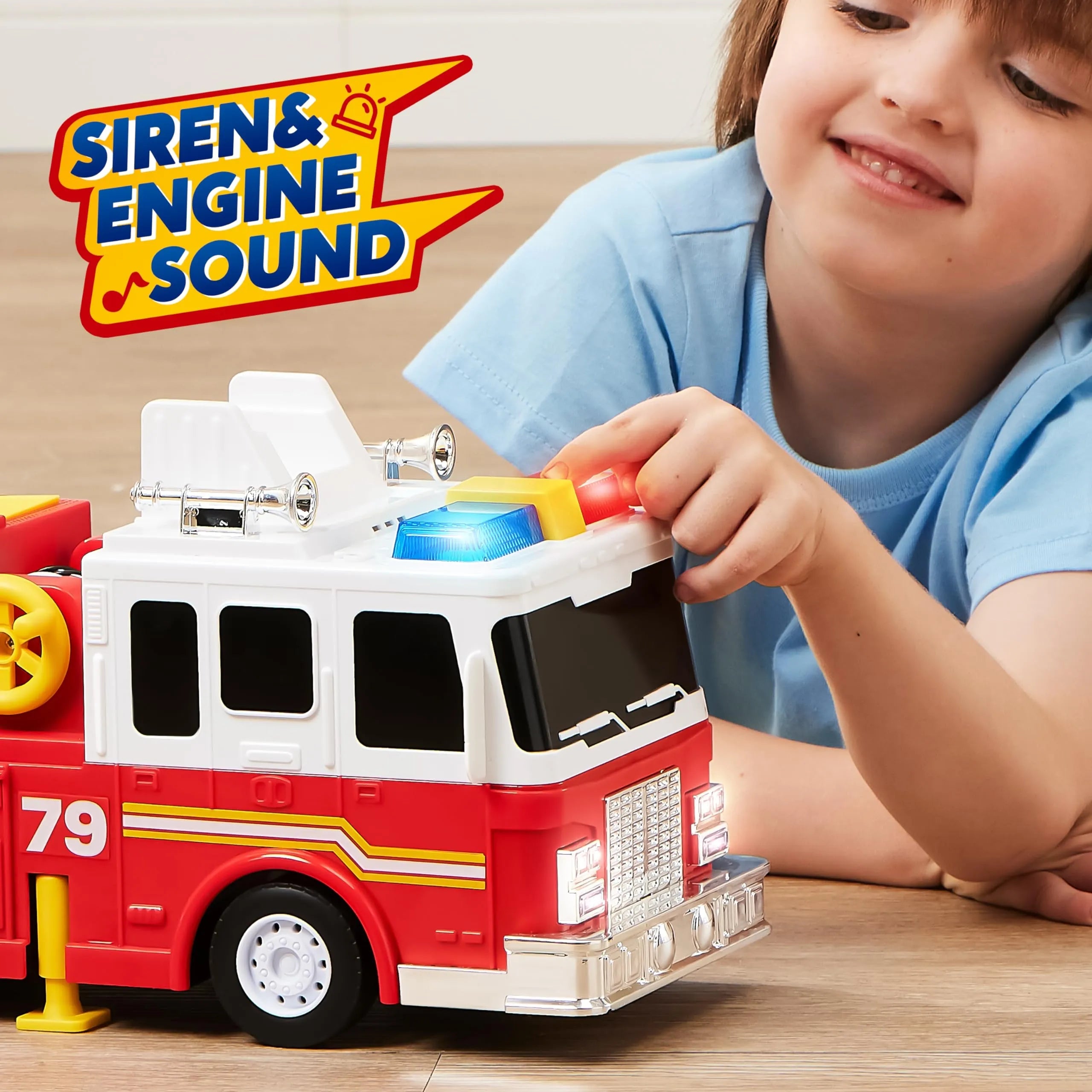 Extra Large Fire Truck Toy for Boys with 33-Inch Ladder, Gift for Ages 3+