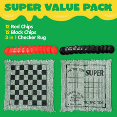 FIELDAY Giant Checkers and Tic Tac Toe Game