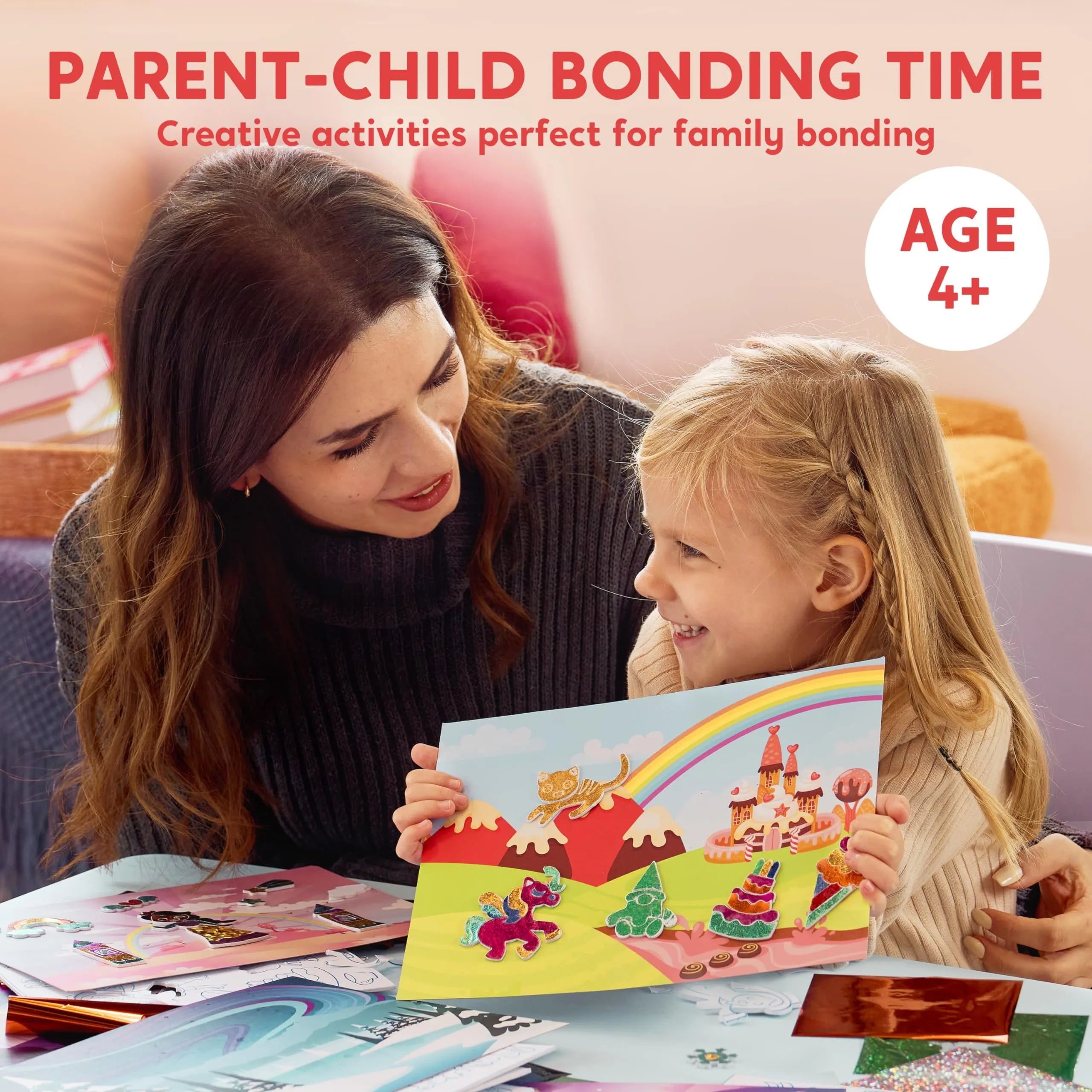 Foil Art Kit for Kids with Foam Stickers, Creative Travel Toys & Birthday Gifts