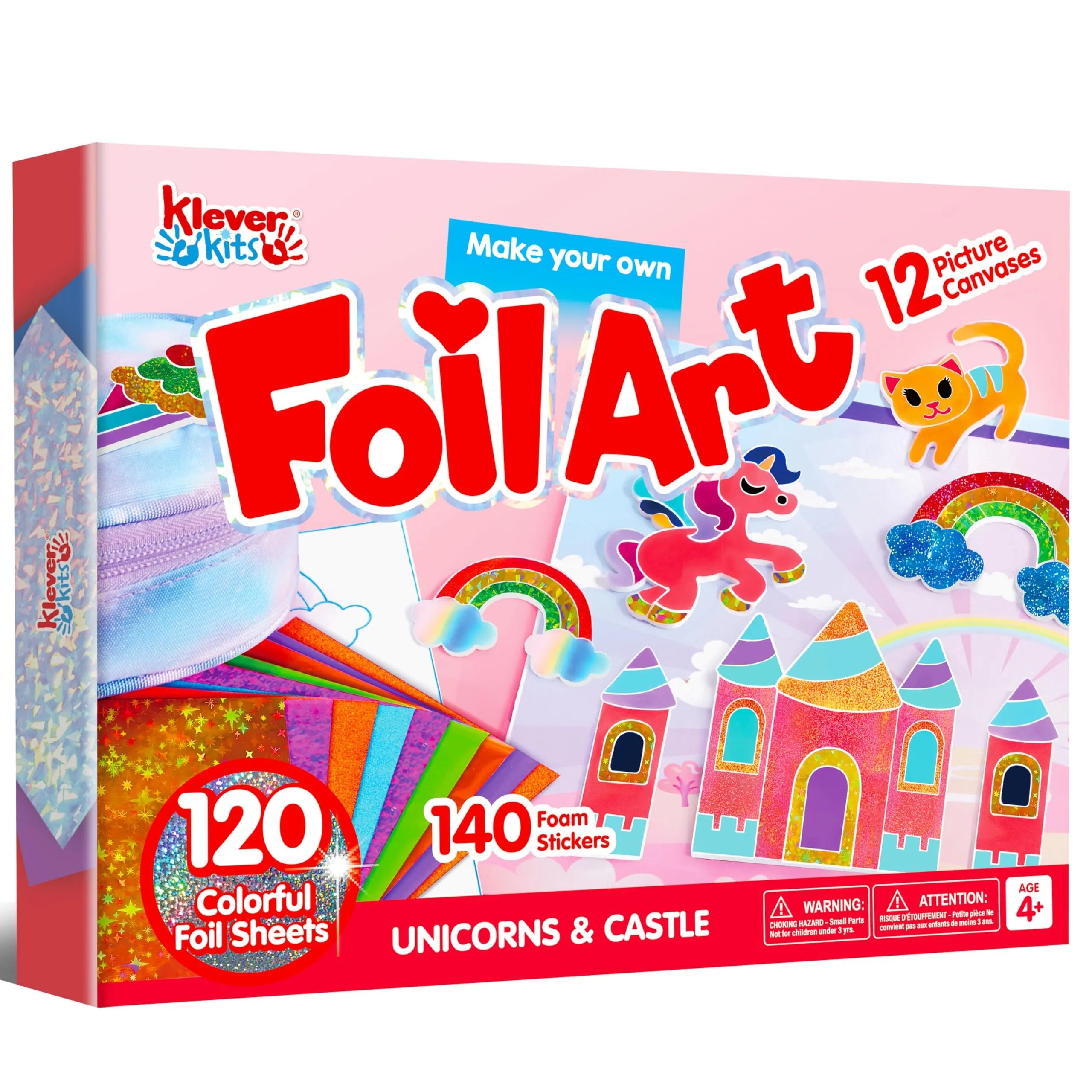 Foil Art Kit for Kids with Foam Stickers, Creative Travel Toys & Birthday Gifts