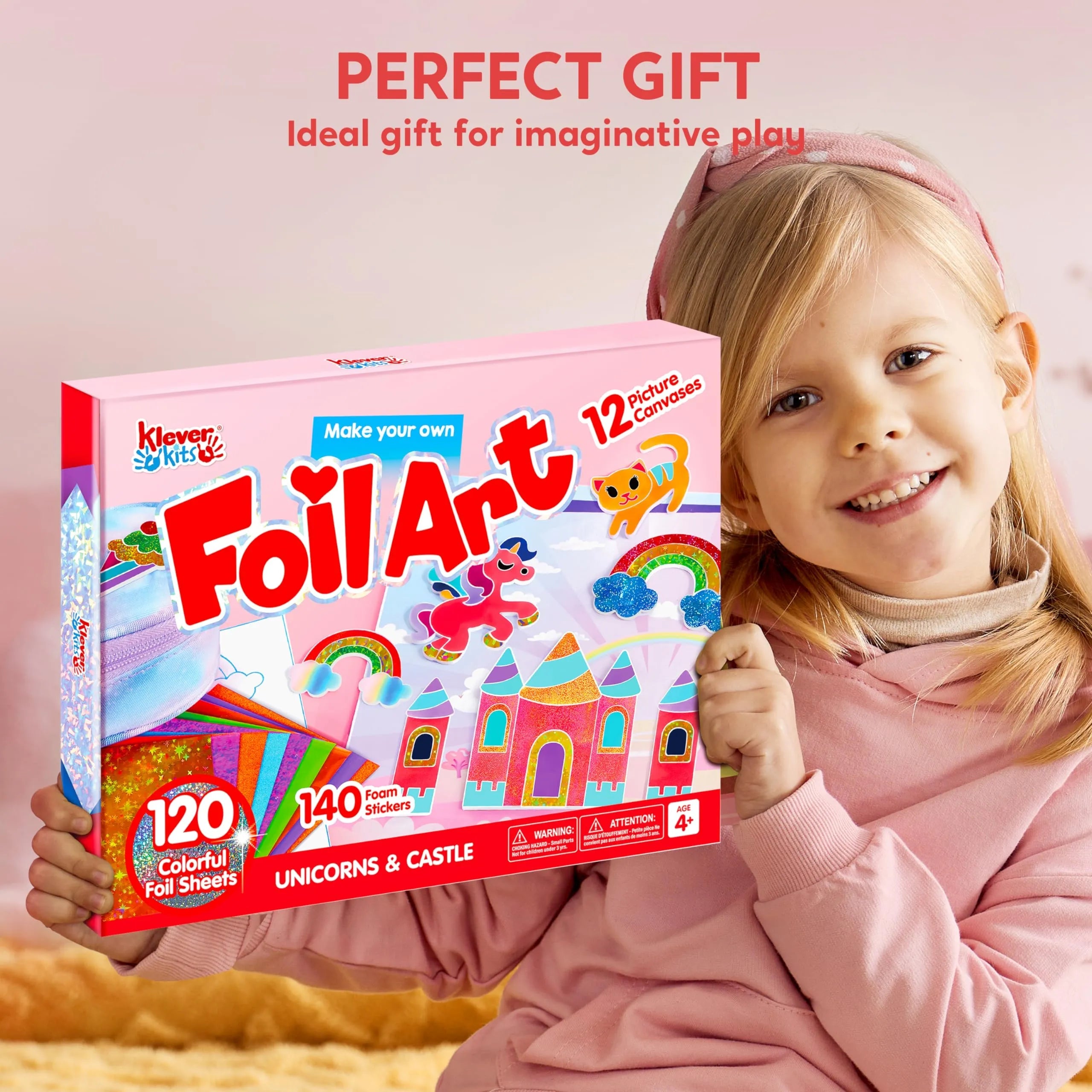 Foil Art Kit for Kids with Foam Stickers, Creative Travel Toys & Birthday Gifts
