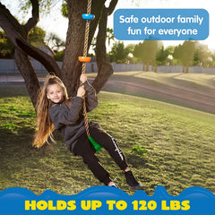 Green Climbing Rope Tree Swing with Platforms and Disc Seats