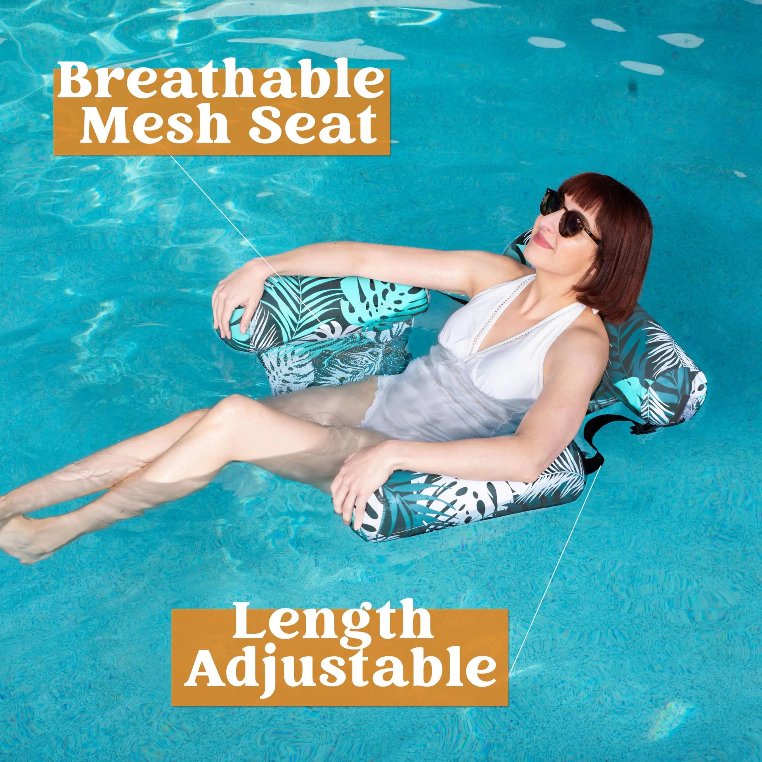 Green Leaves Inflatable Pool Floats Lounge Chair for Adults