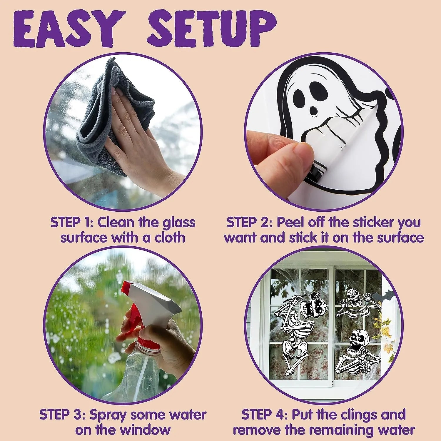 JOYIN Halloween Skeleton Window Clings Decorations for Windows Glass Walls