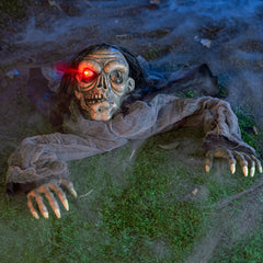 Halloween Animated Zombie Groundbreaker with Decayed Face