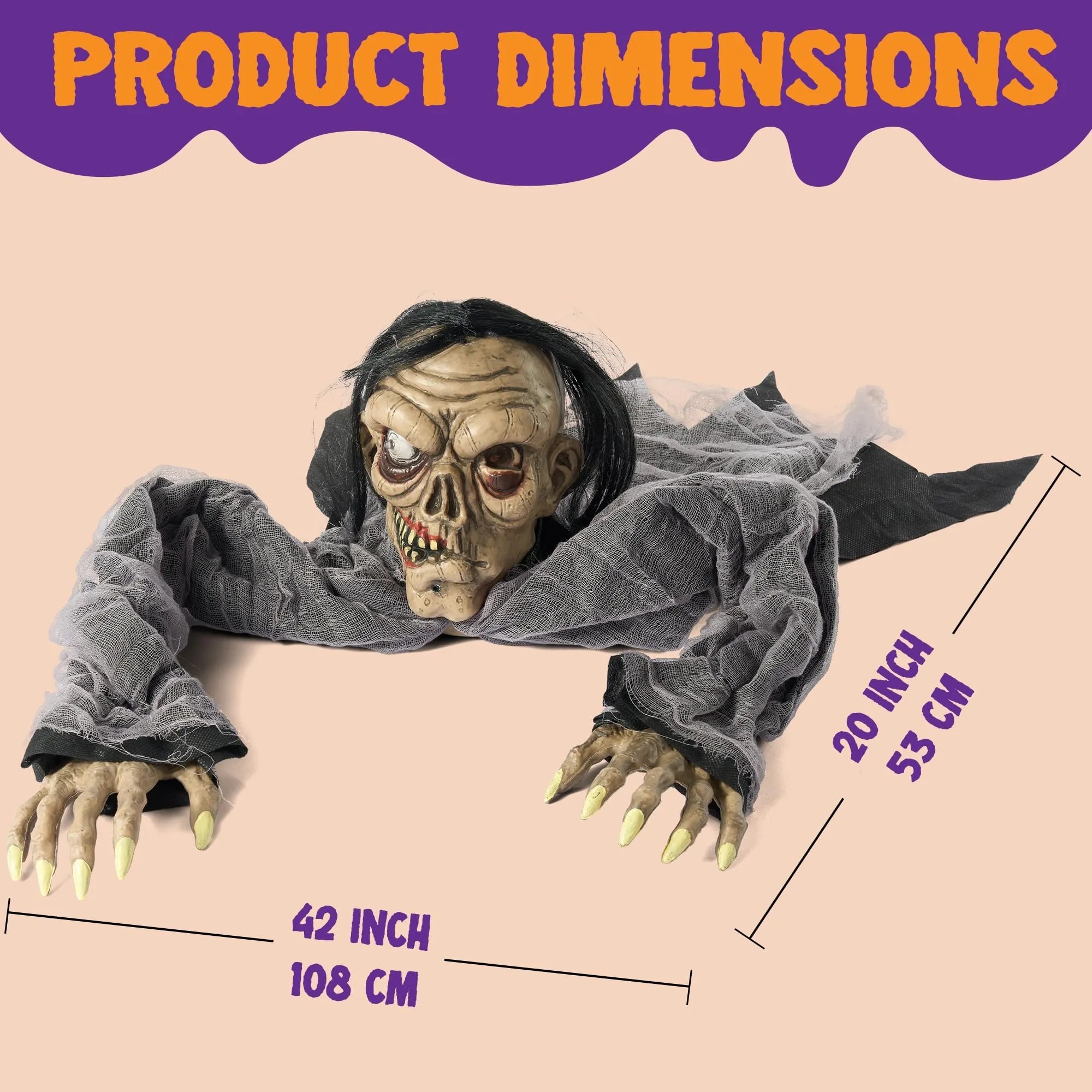 Halloween Animated Zombie Groundbreaker with Decayed Face