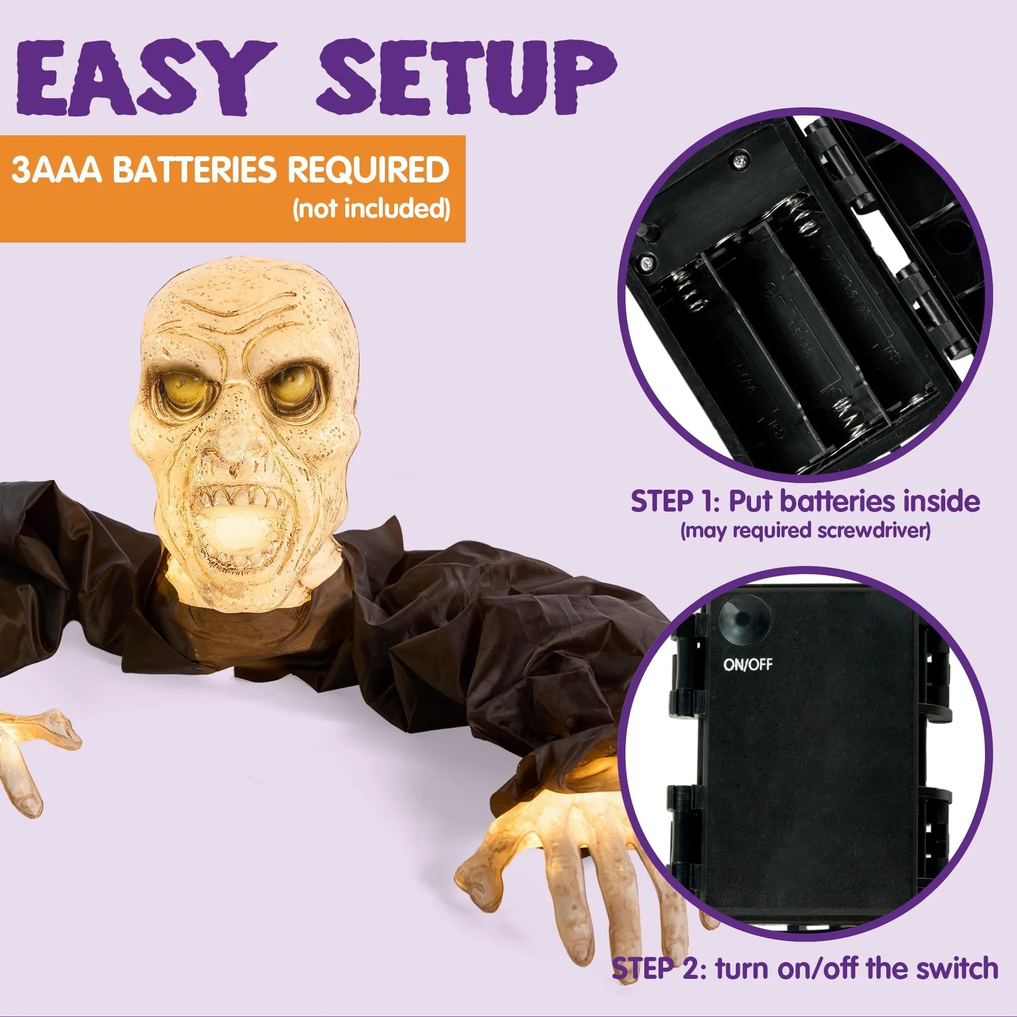 Halloween Light Up Zombie Groundbreaker - Scary Lighted Decoration