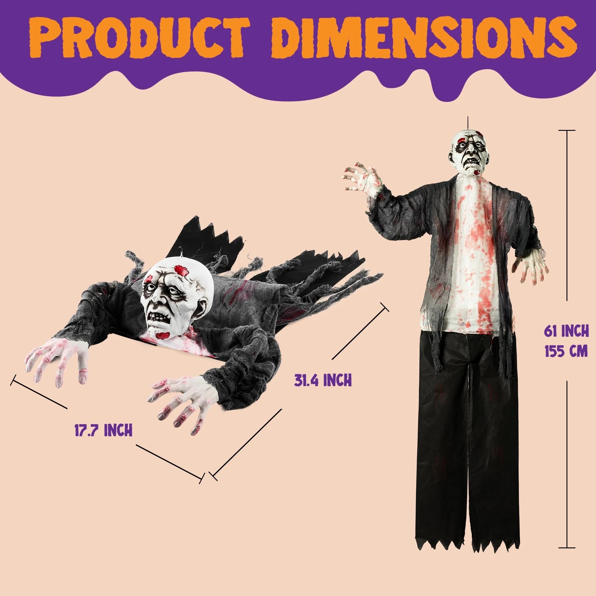 Halloween Zombie Groundbreaker with Posable Arms