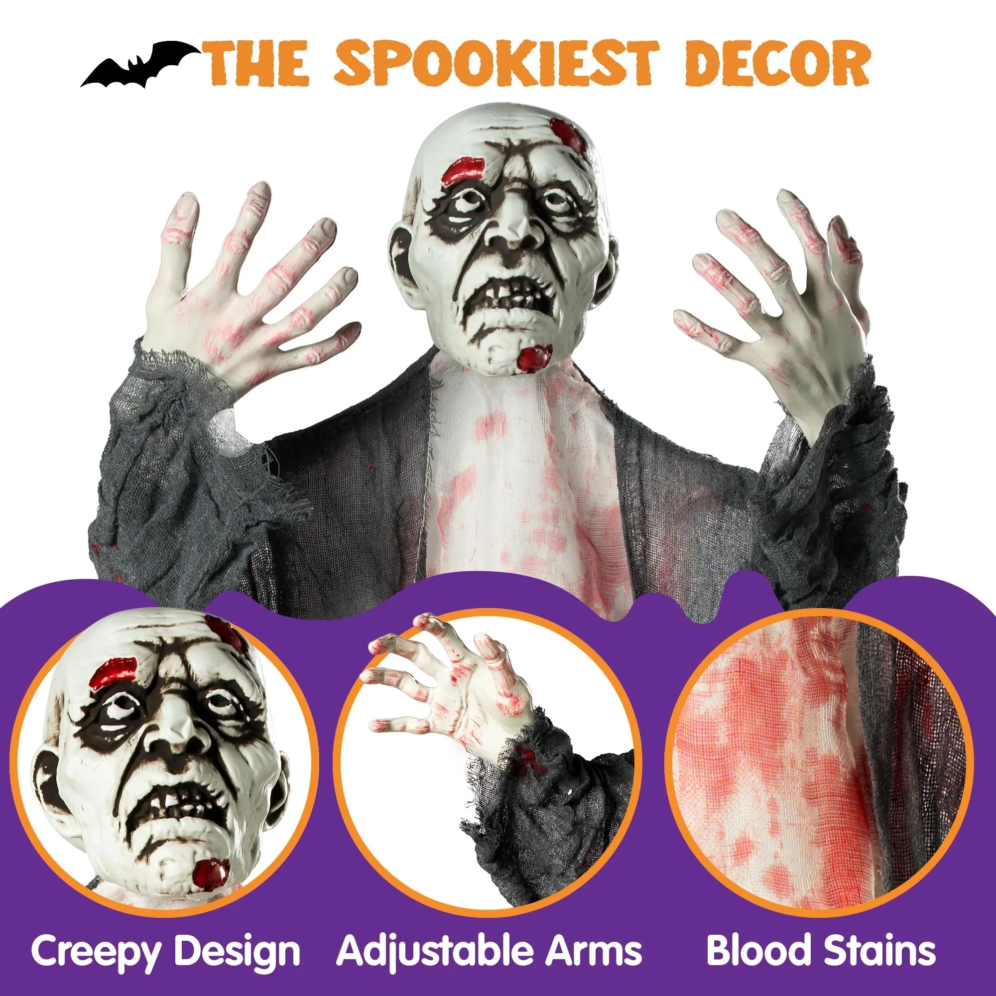 Halloween Zombie Groundbreaker with Posable Arms