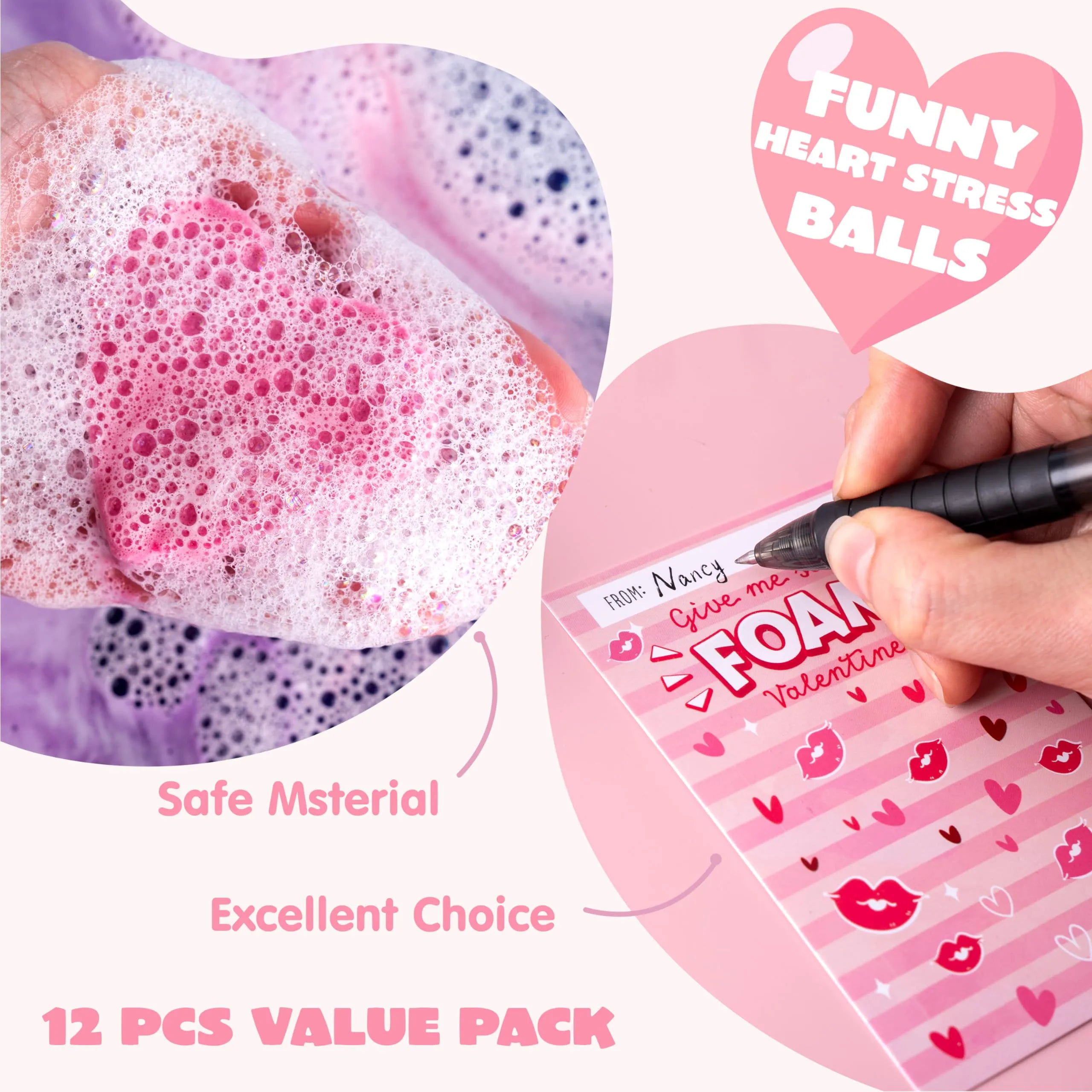 Valentine's Day Heart Shape Soap - 12 Pack Heart Soap Bath Bombs with Cards