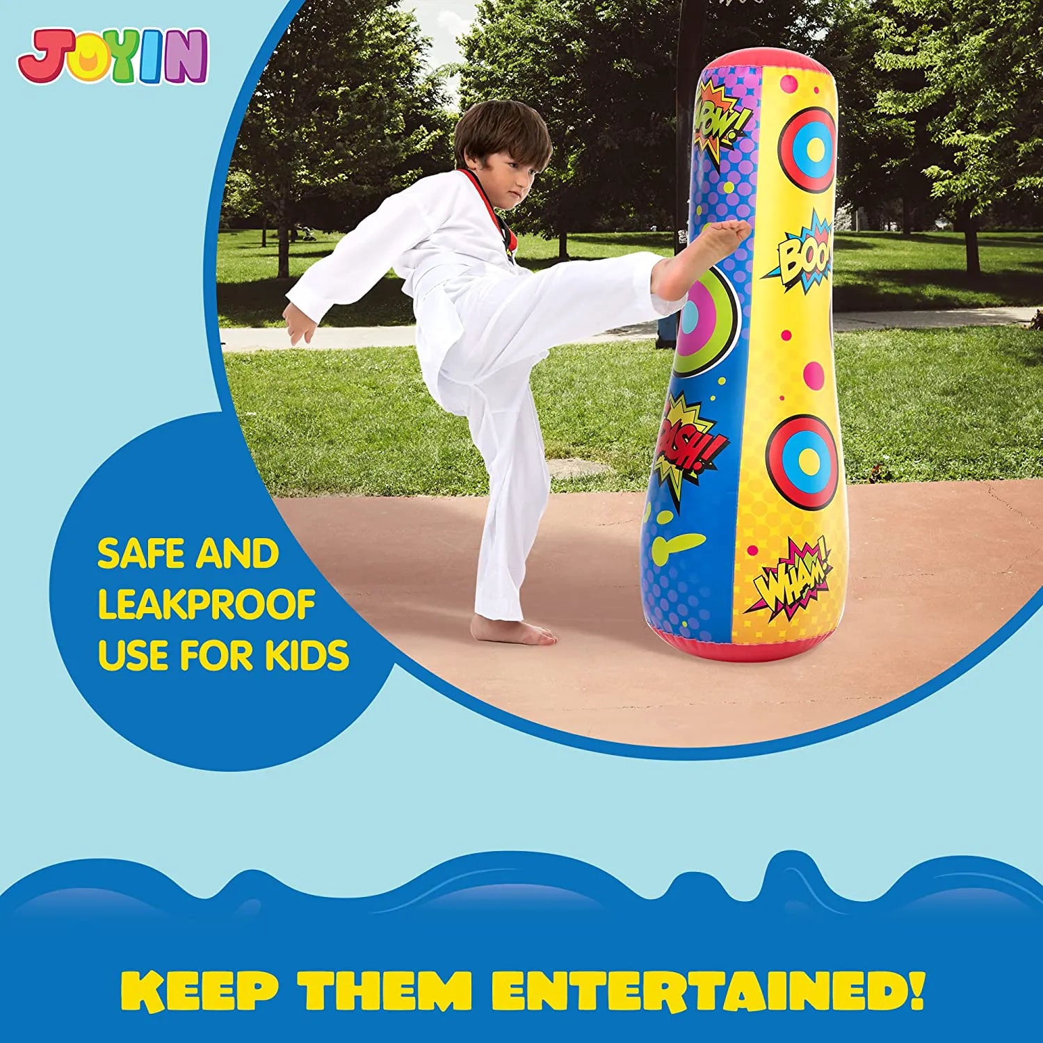 Inflatable Bopper Punching Bag with Bounce-Back Action