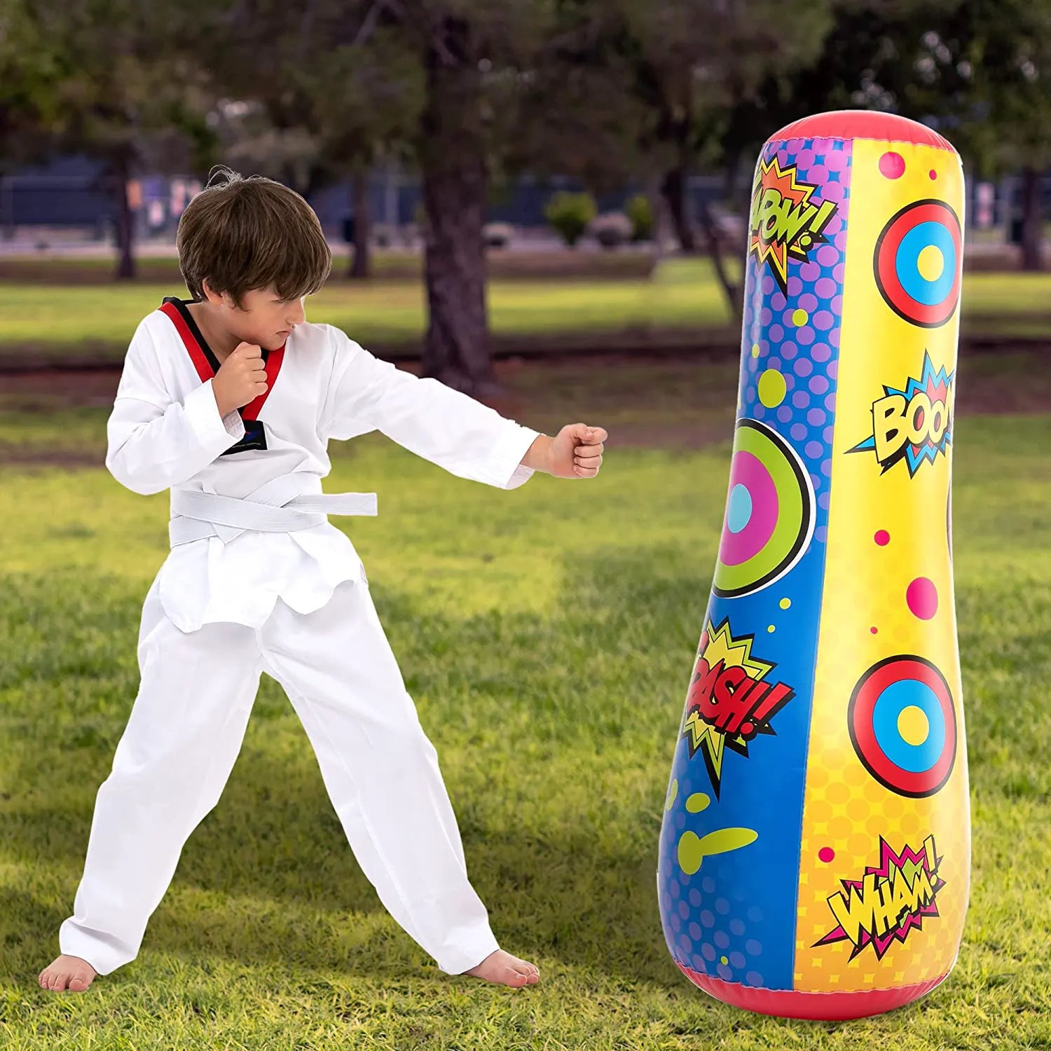 Inflatable Bopper Punching Bag with Bounce-Back Action