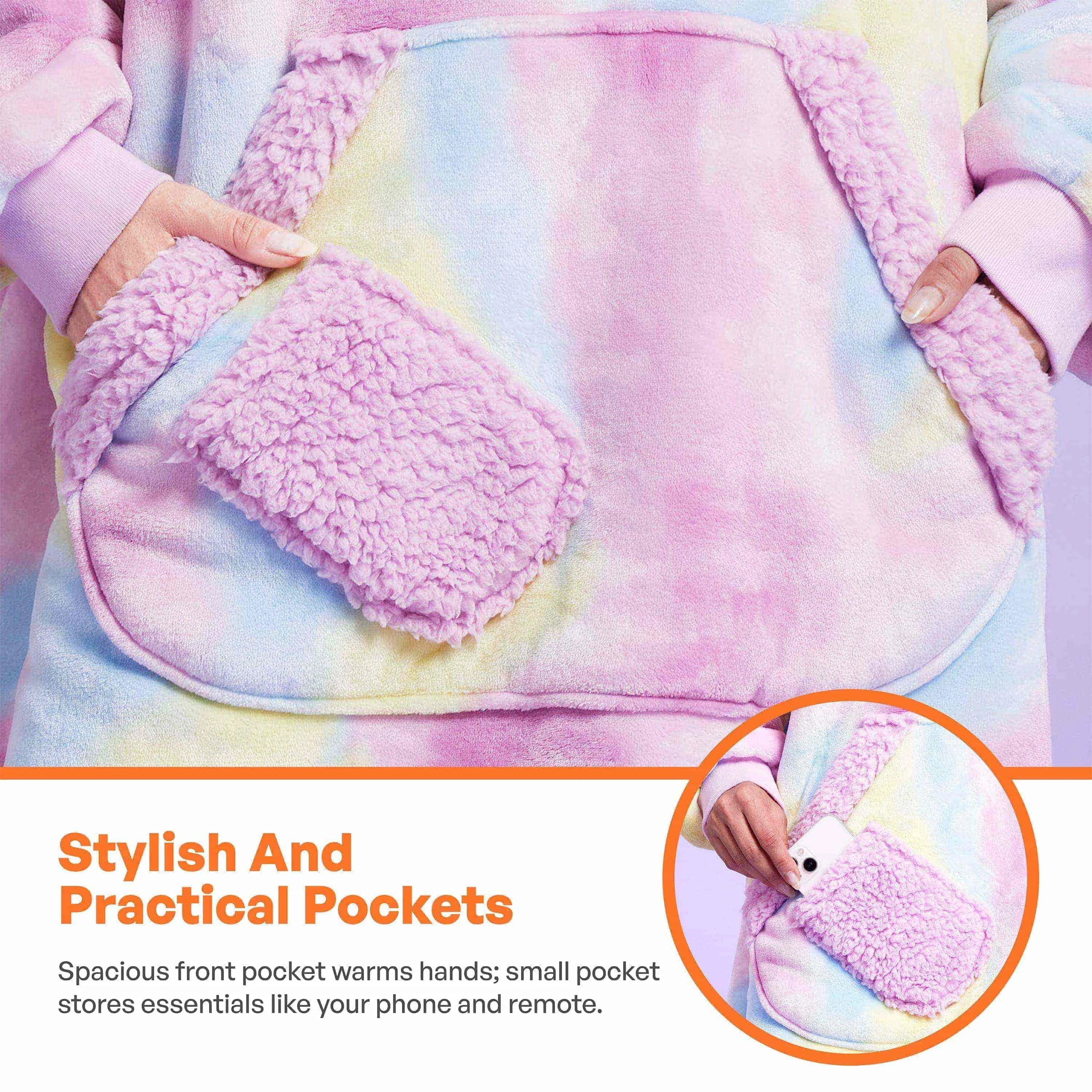 Adult Sherpa Wearable Blanket-Cotton Candy Tie Dye