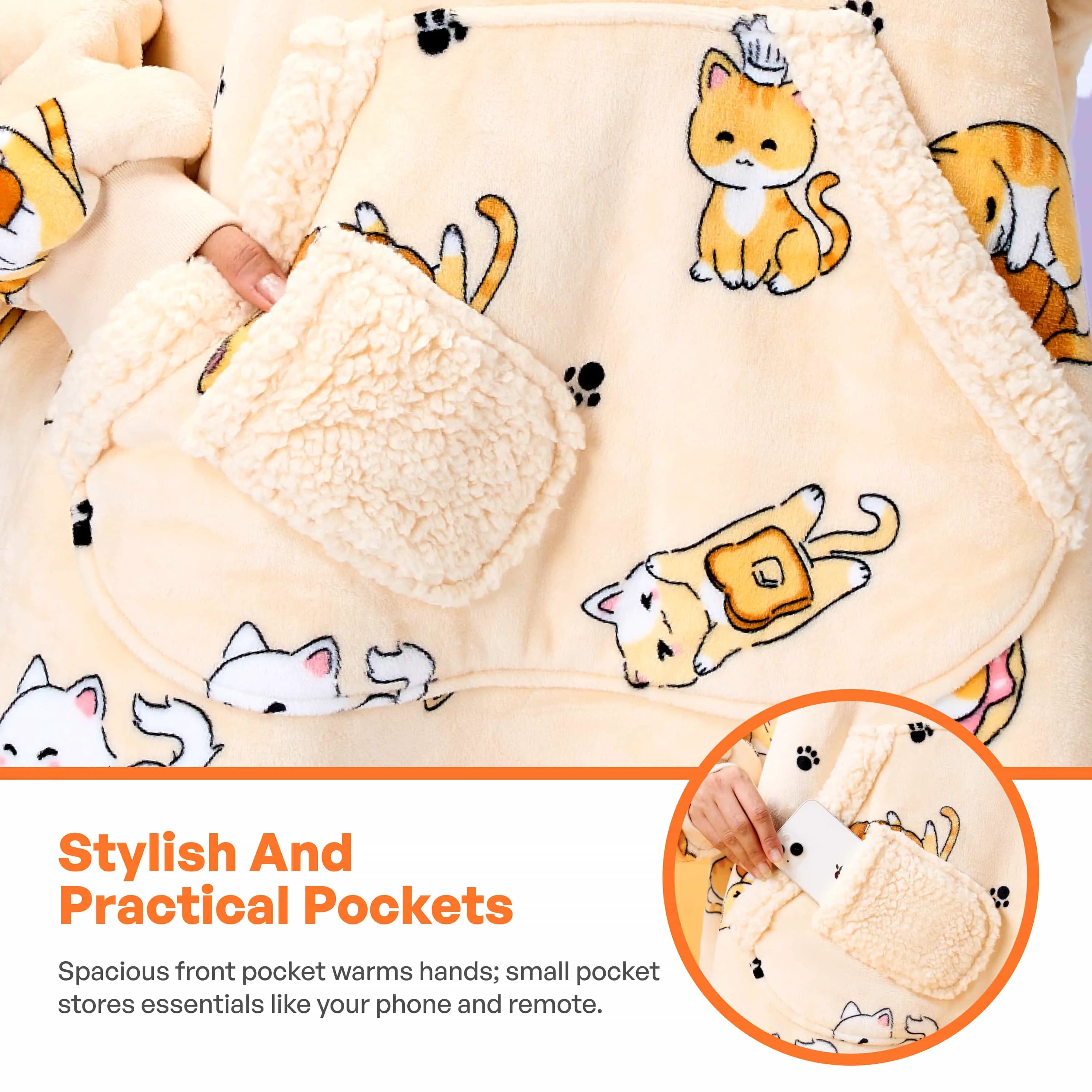 Adult Sherpa Wearable Blanket - Cat