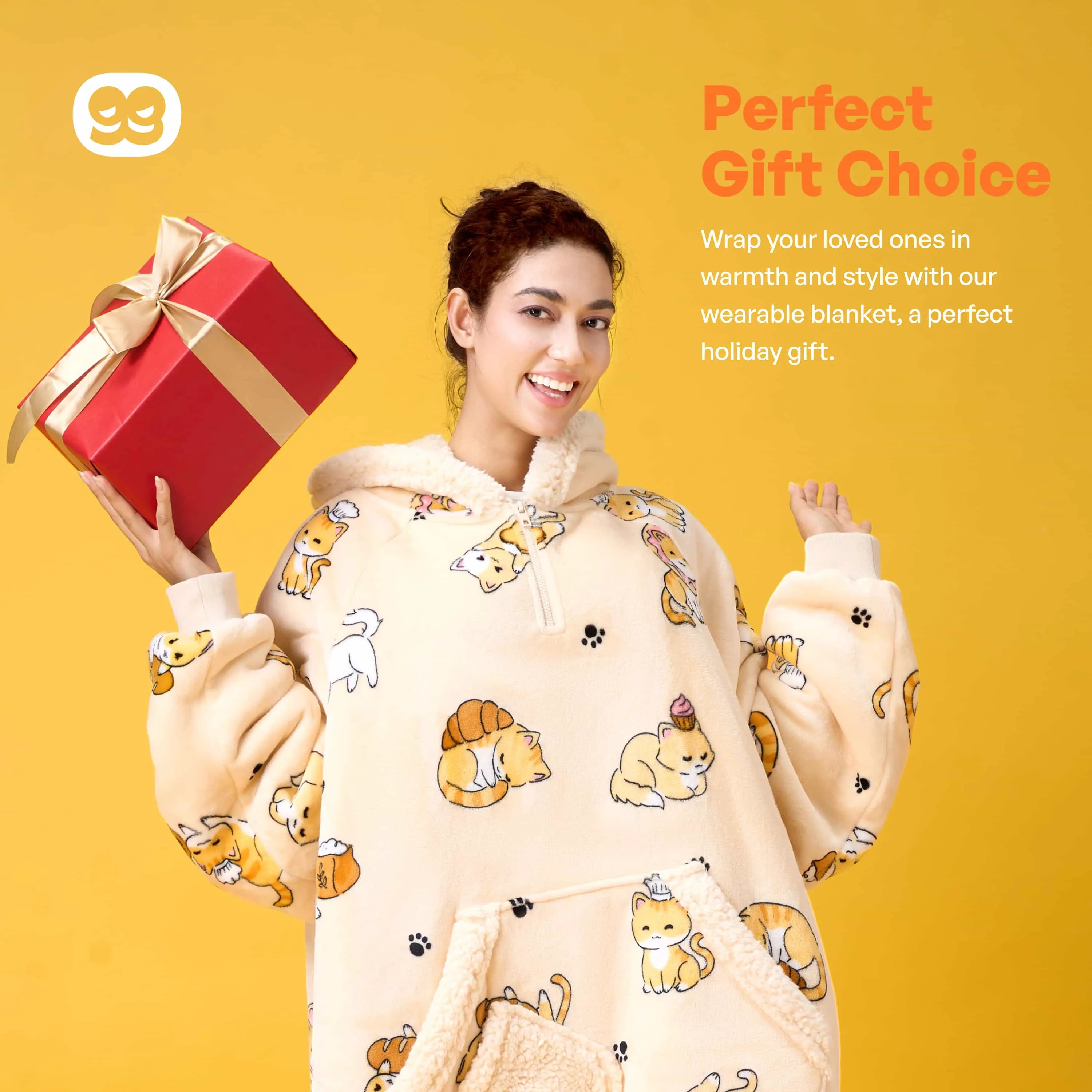 Adult Sherpa Wearable Blanket - Cat