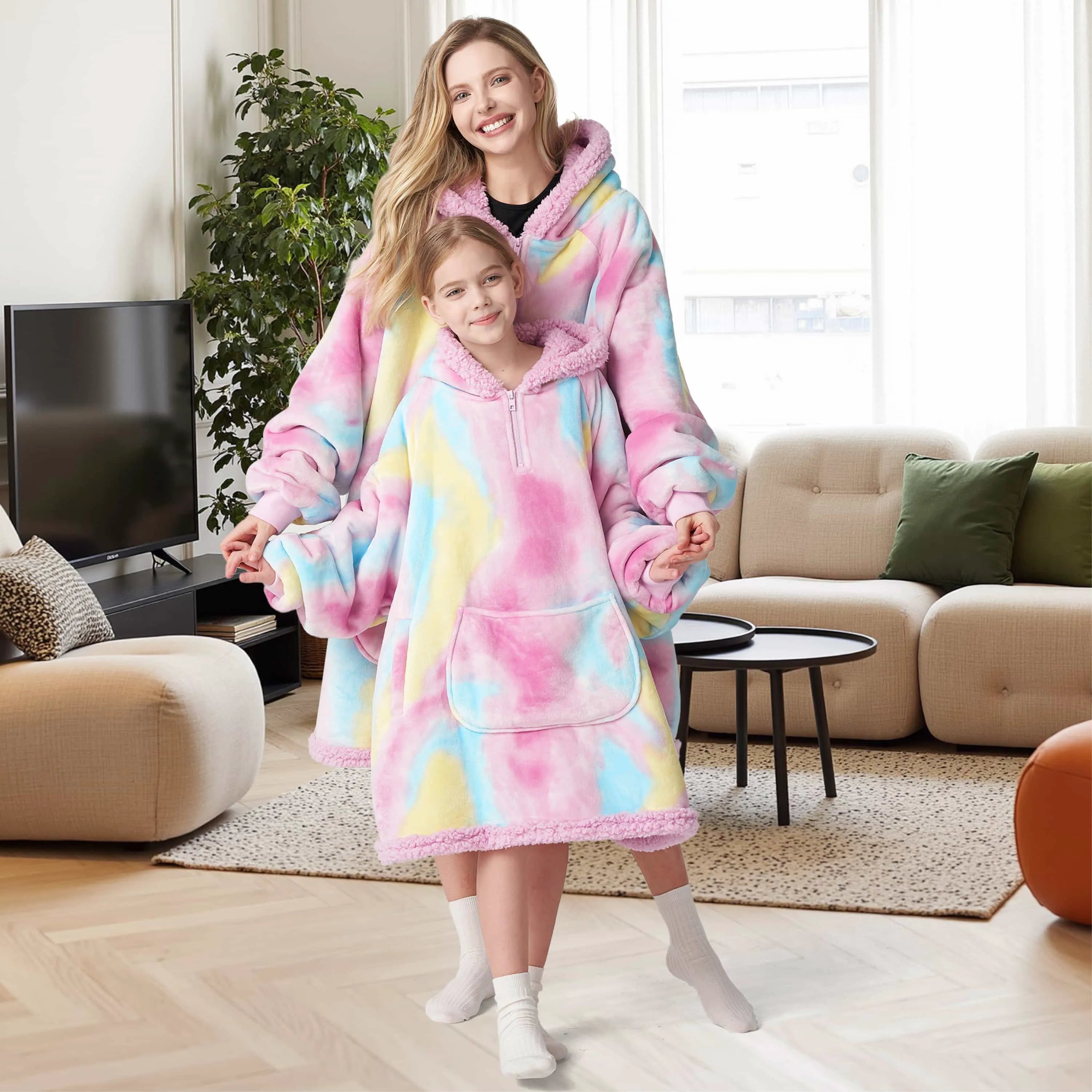 Kids' Sherpa Wearable Blanket - Cotton Candy Tie Dye