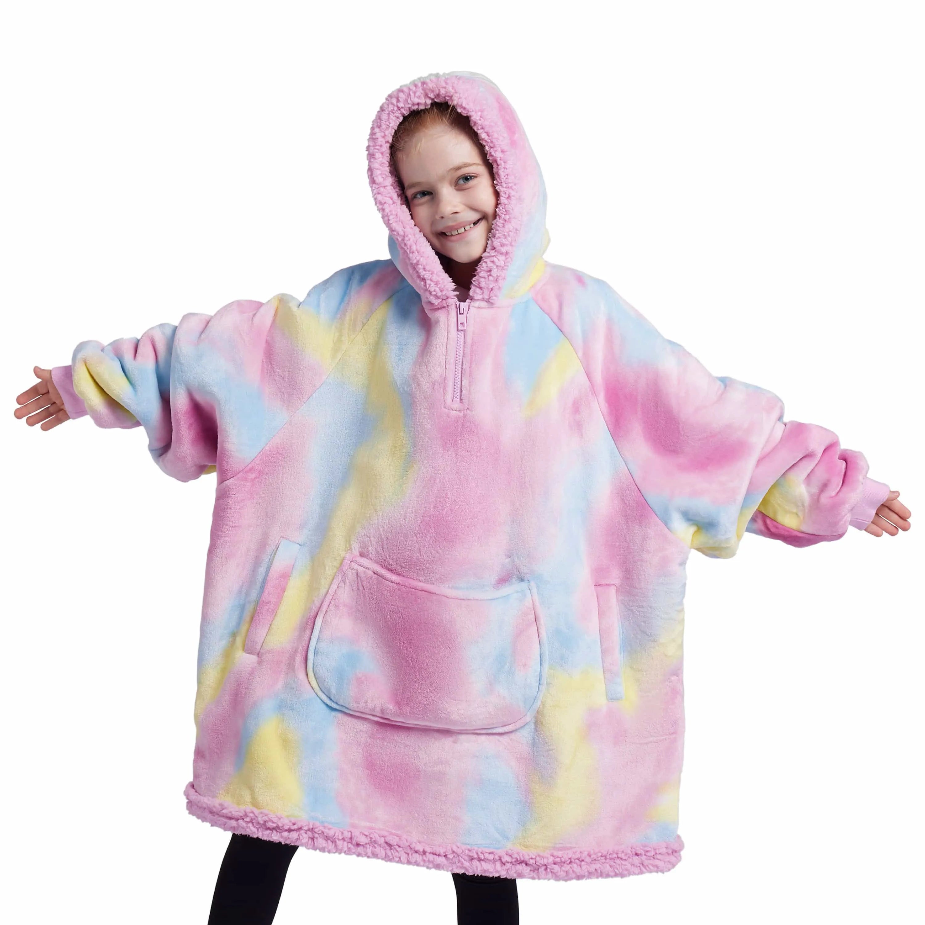 Kids' Sherpa Wearable Blanket - Dark Blue Tie Dye