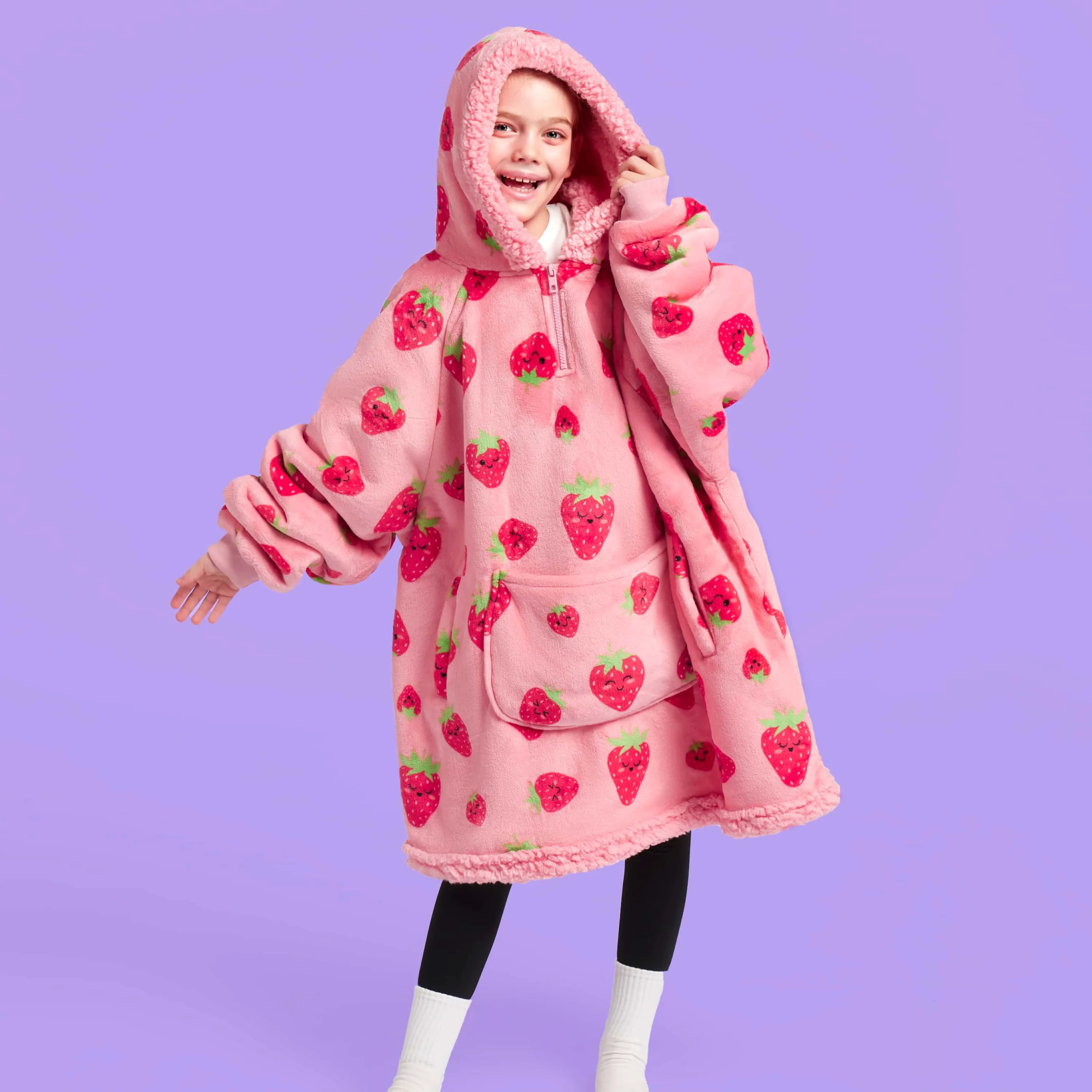 Kids' Sherpa Wearable Blanket - Strawberry