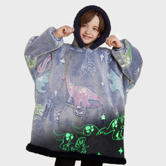 Kids' Sherpa Wearable Blanket - Dinosaur Glow Print