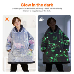 Kids' Sherpa Wearable Blanket - Dinosaur Glow Print