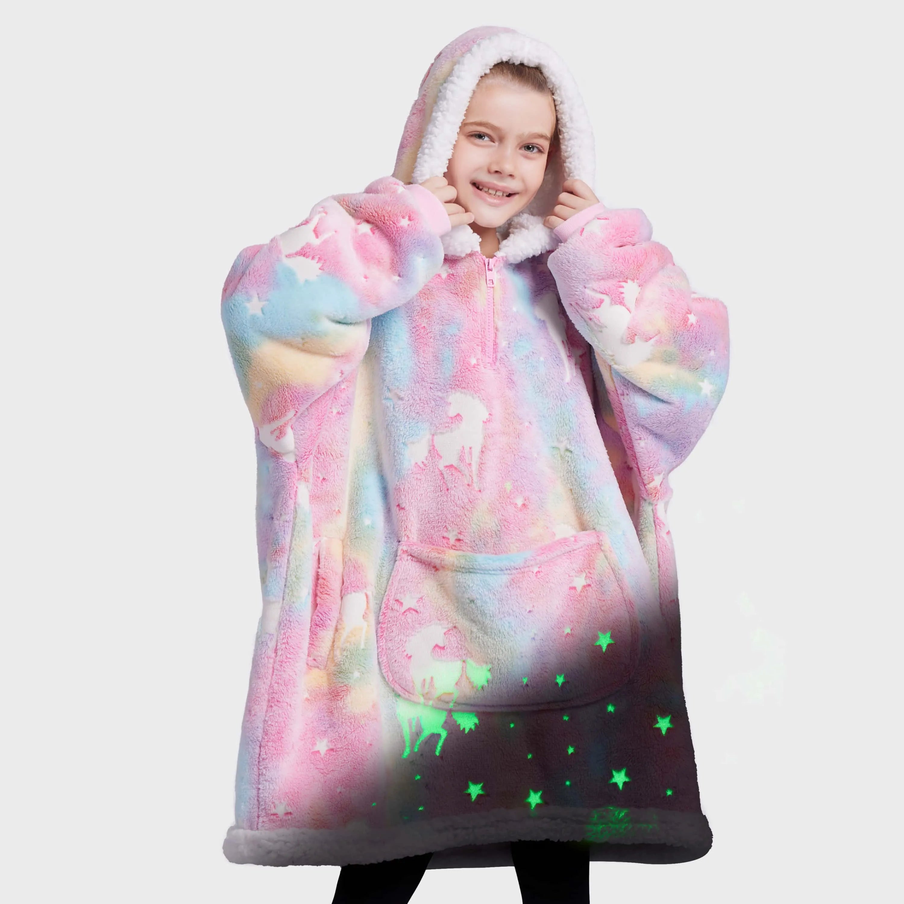 Kids' Sherpa Wearable Blanket - Dark Blue Tie Dye
