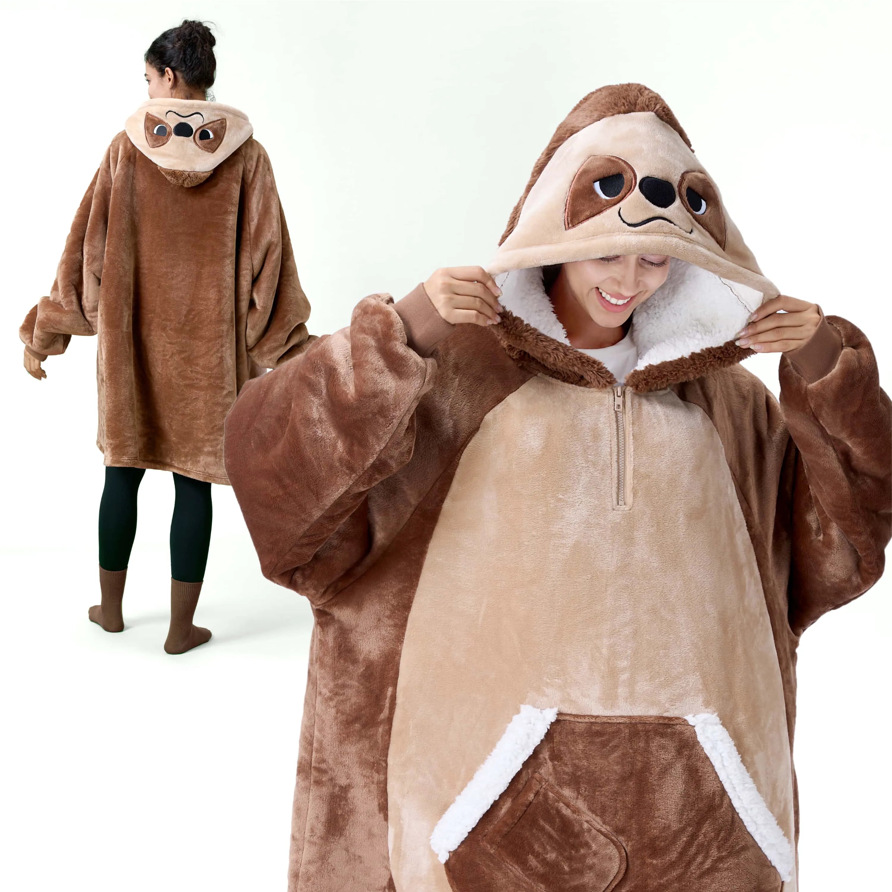 Adult Sloth Sherpa Wearable Blanket
