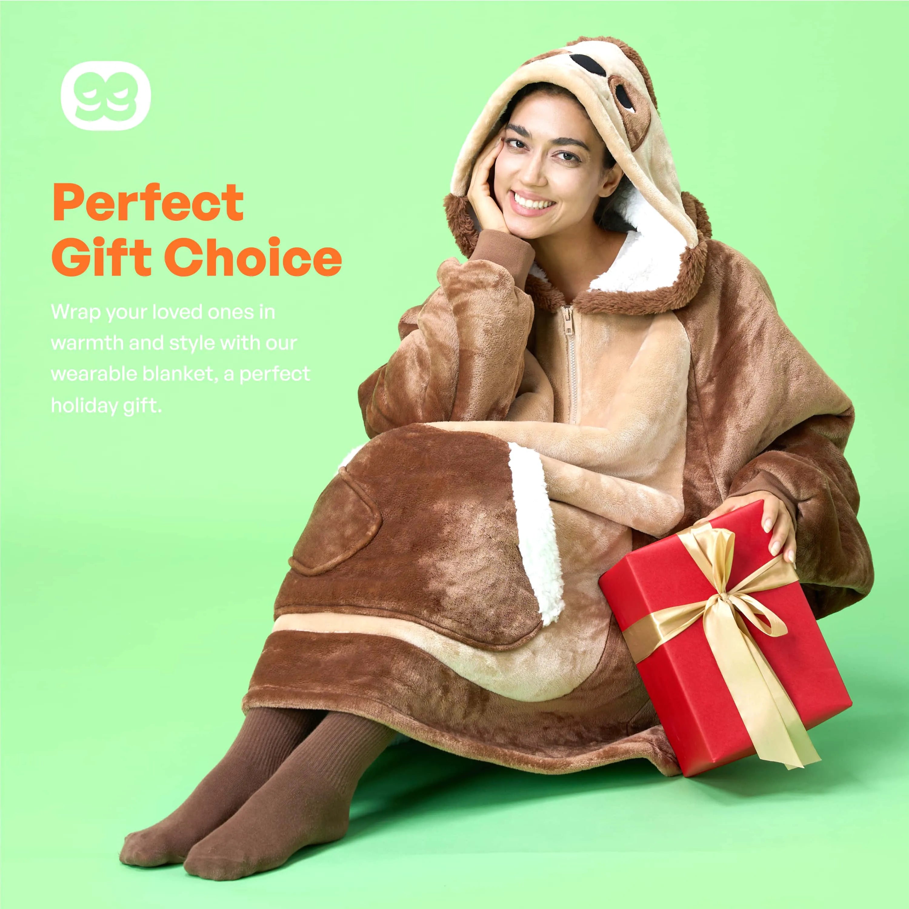 Adult Sloth Sherpa Wearable Blanket