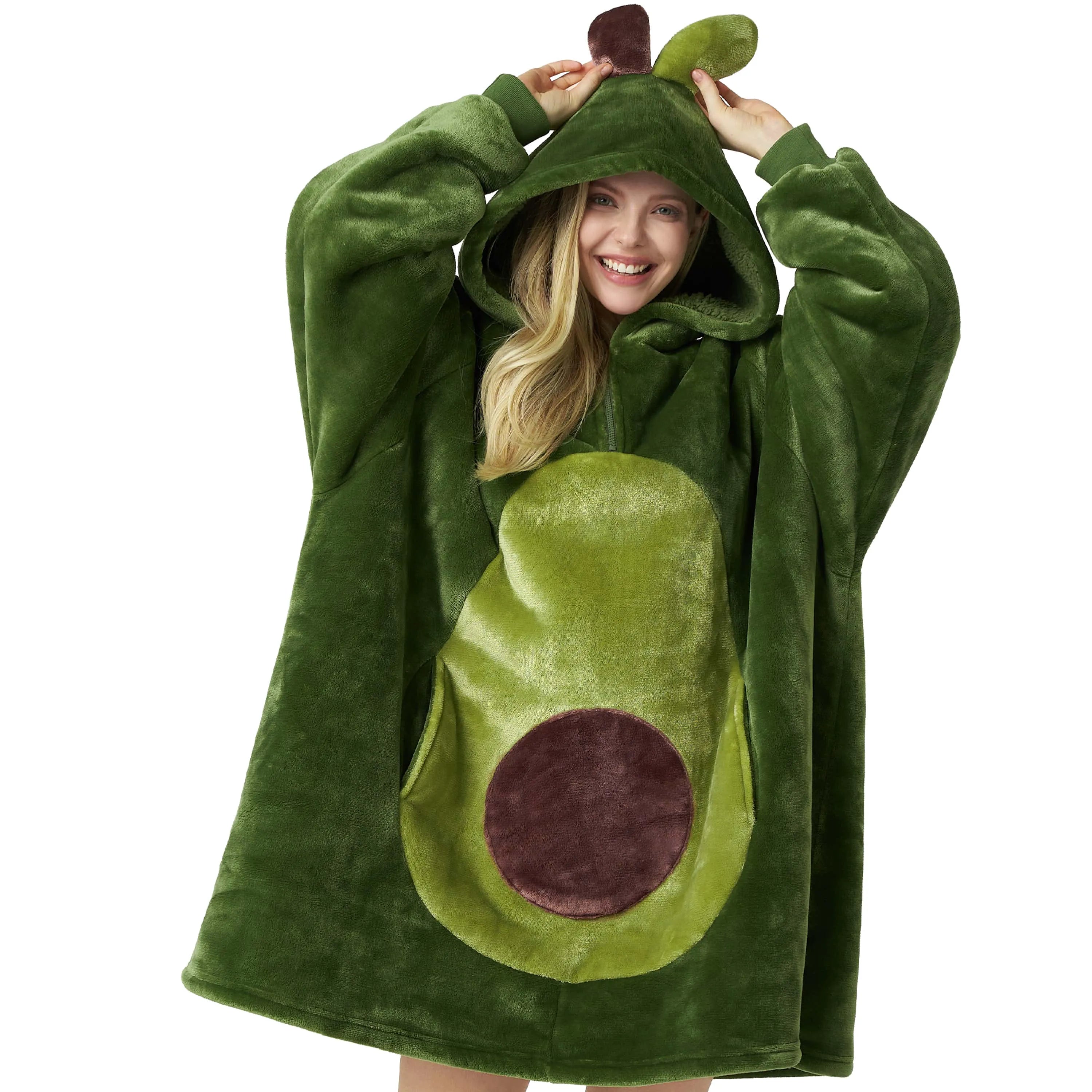 Adult Avocado Sherpa Wearable Blanket