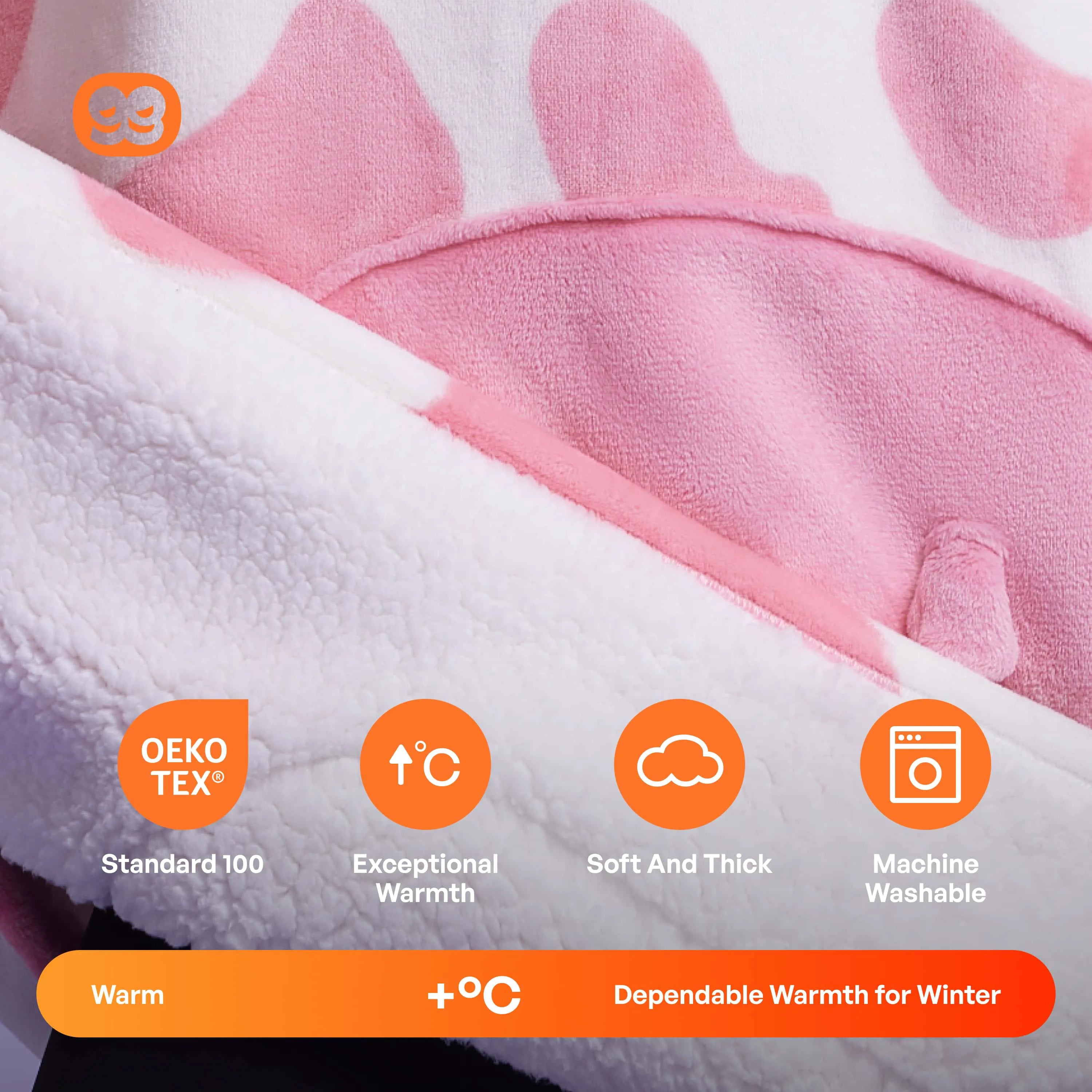 Strawberry Cow Sherpa Wearable Blanket for Adults