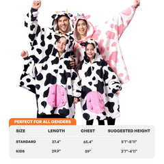 Strawberry Cow Sherpa Wearable Blanket for Adults