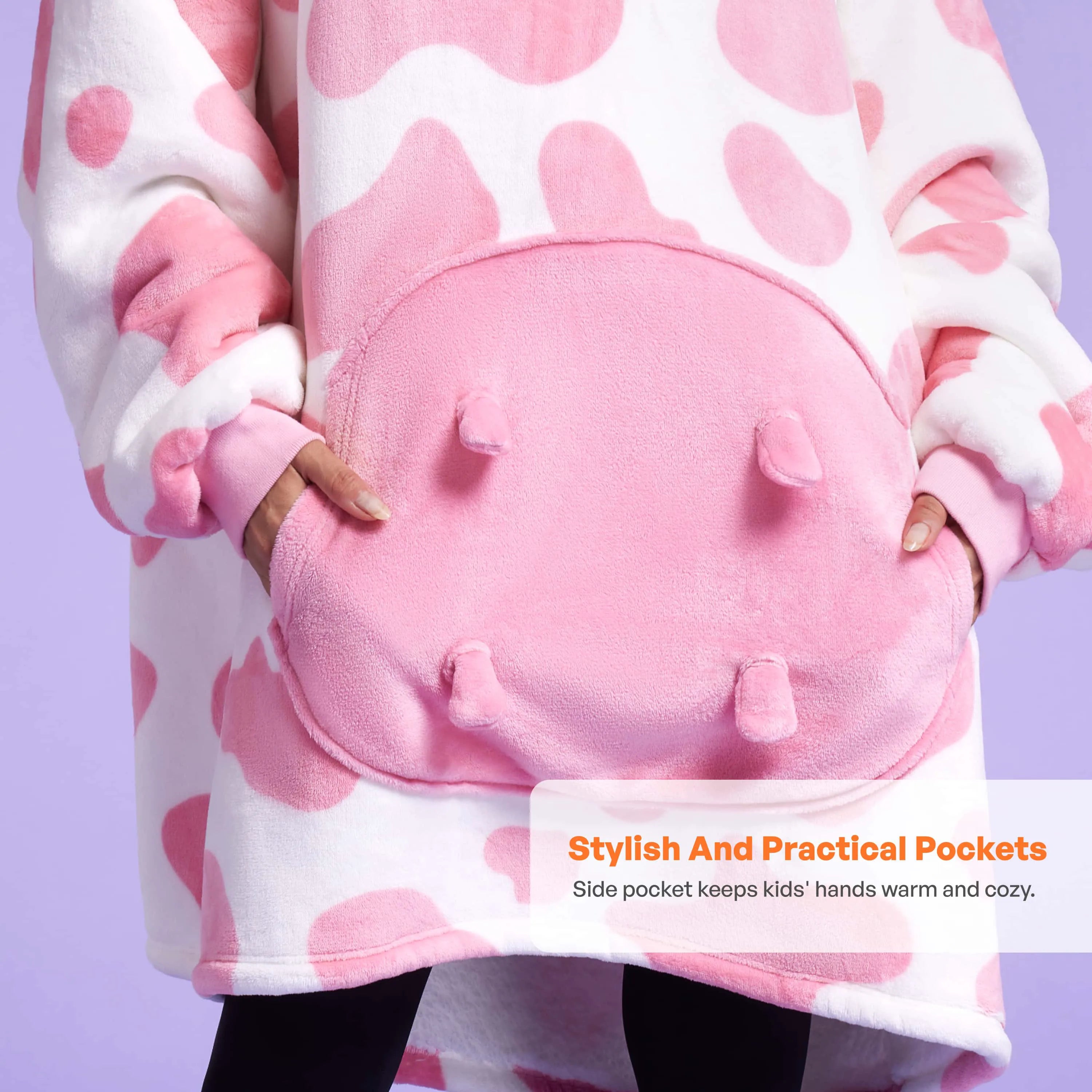 Strawberry Cow Sherpa Wearable Blanket for Adults