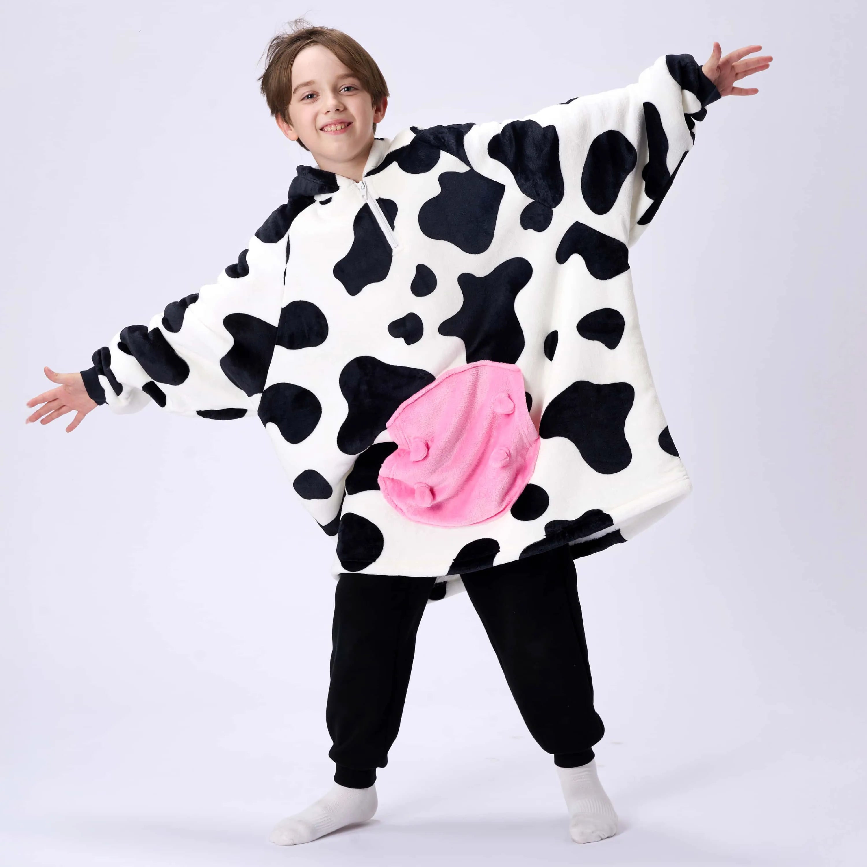 Kids' Sherpa Wearable Blanket - Cow Shape